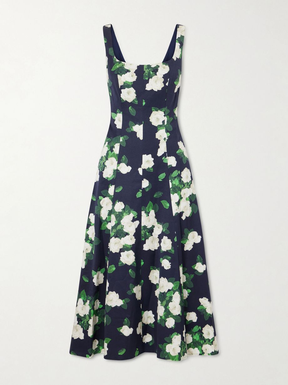 Floral-print faille midi dress