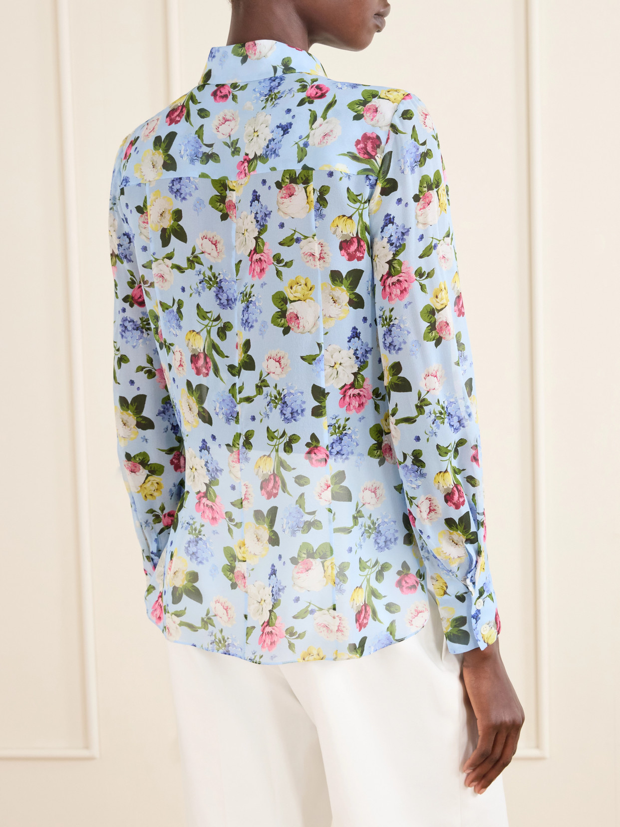 Isabella Garden Floral-Print Silk-Chiiffon Blouse
