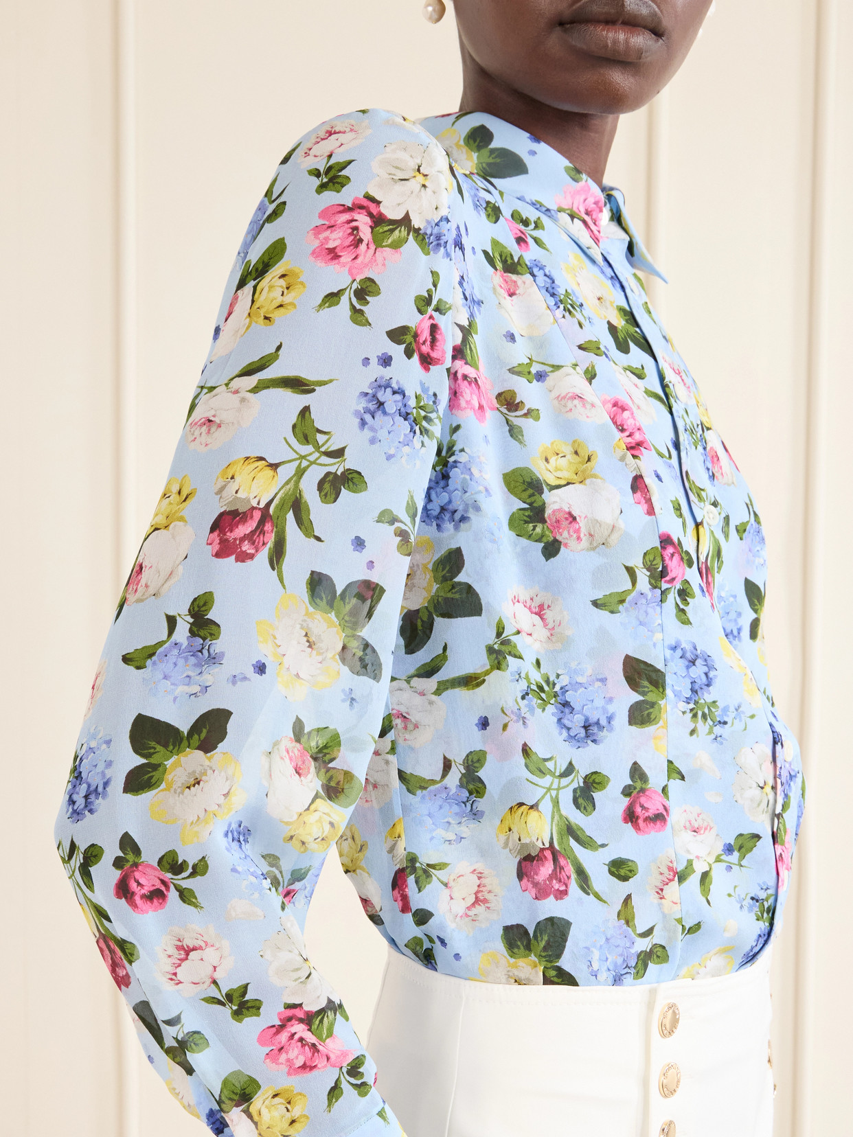 Isabella Garden Floral-Print Silk-Chiiffon Blouse