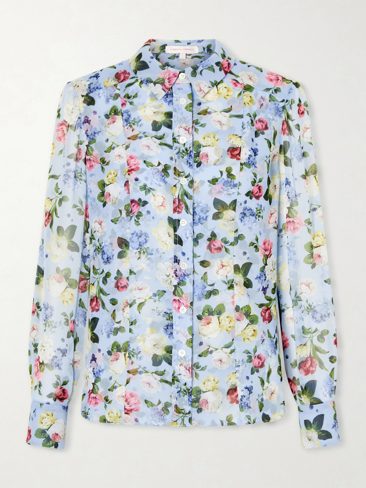 Isabella Garden Floral-Print Silk-Chiiffon Blouse
