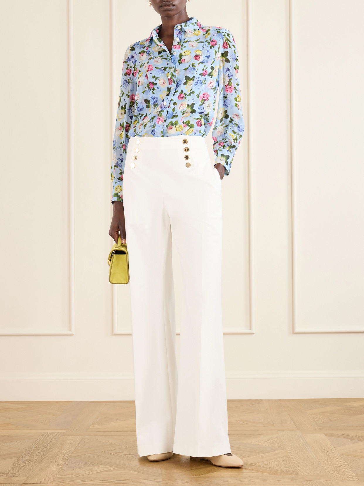 Isabella Garden Floral-Print Silk-Chiiffon Blouse
