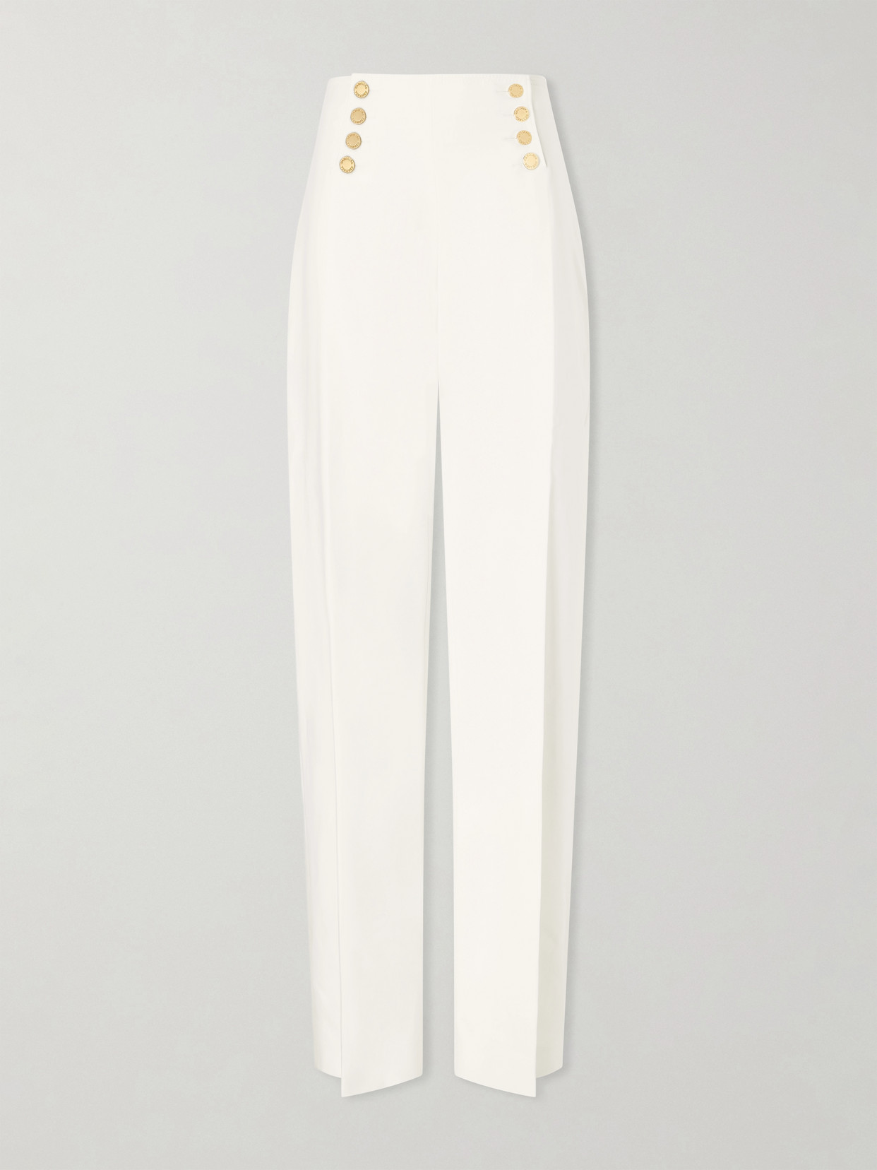 Carolina Herrera Alba Cotton-blend Wide-leg Pants In White