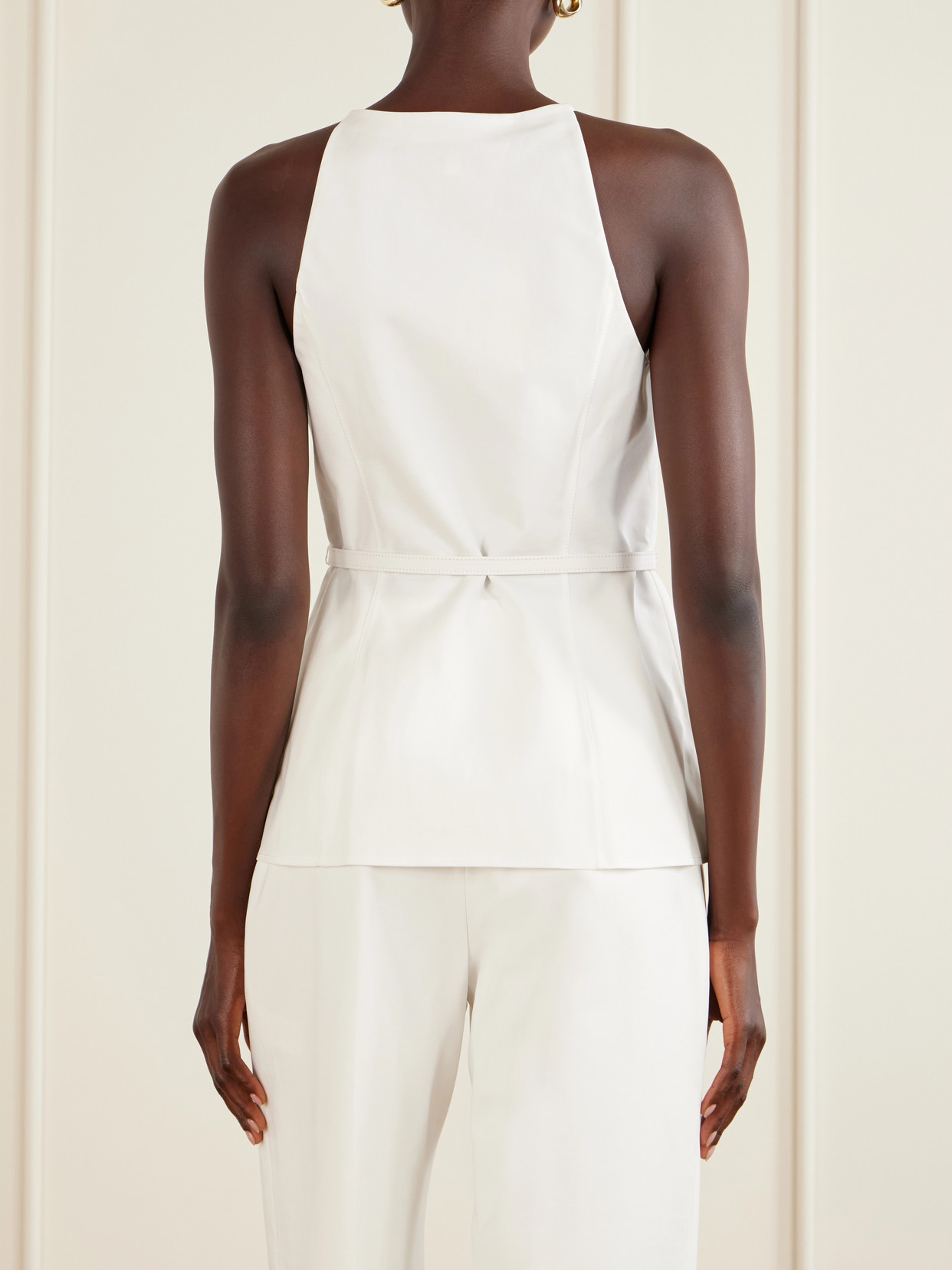 Belted Cotton-Blend Blouse