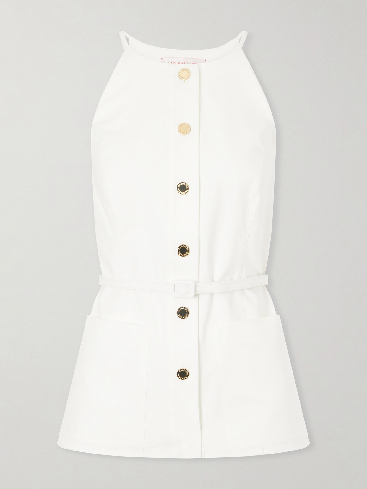 Carolina Herrera Belted Cotton-blend Blouse In White