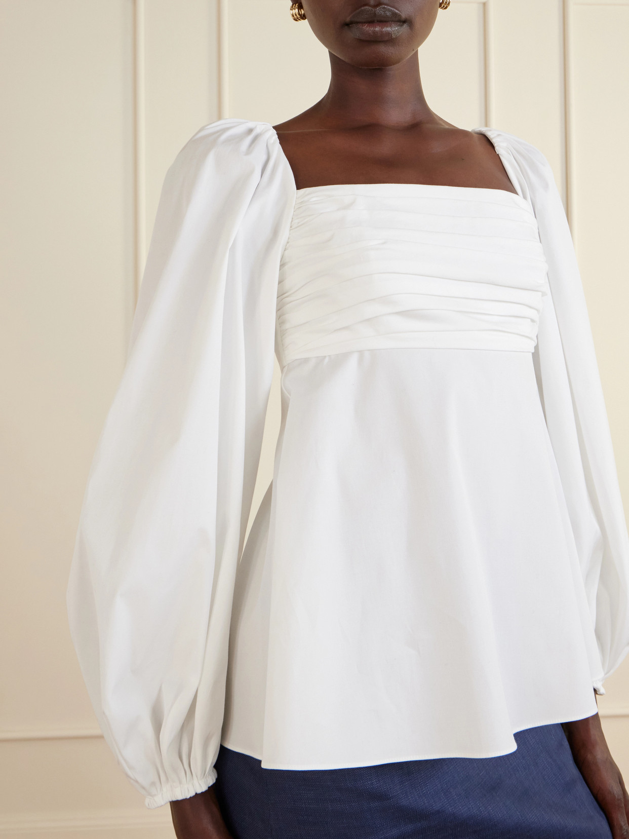 Cotton-Blend Poplin Blouse