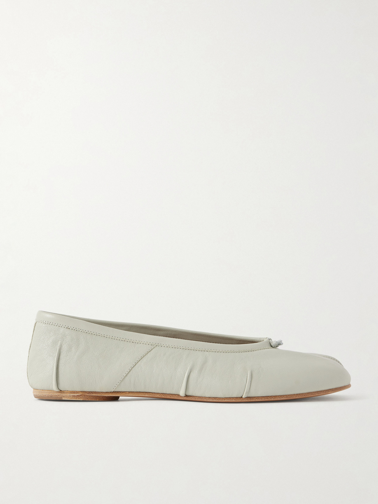 Maison Margiela Tabi Split-toe Textured Leather Ballet Flats In Gray
