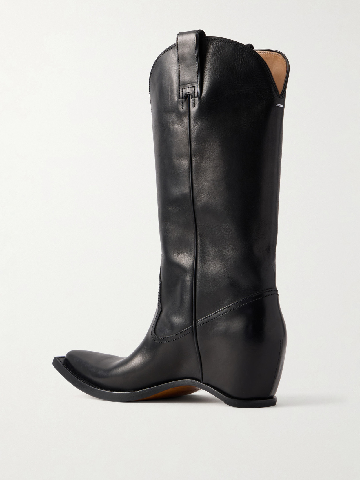 Maison Margiela Heel-less Western Leather Boots In Black