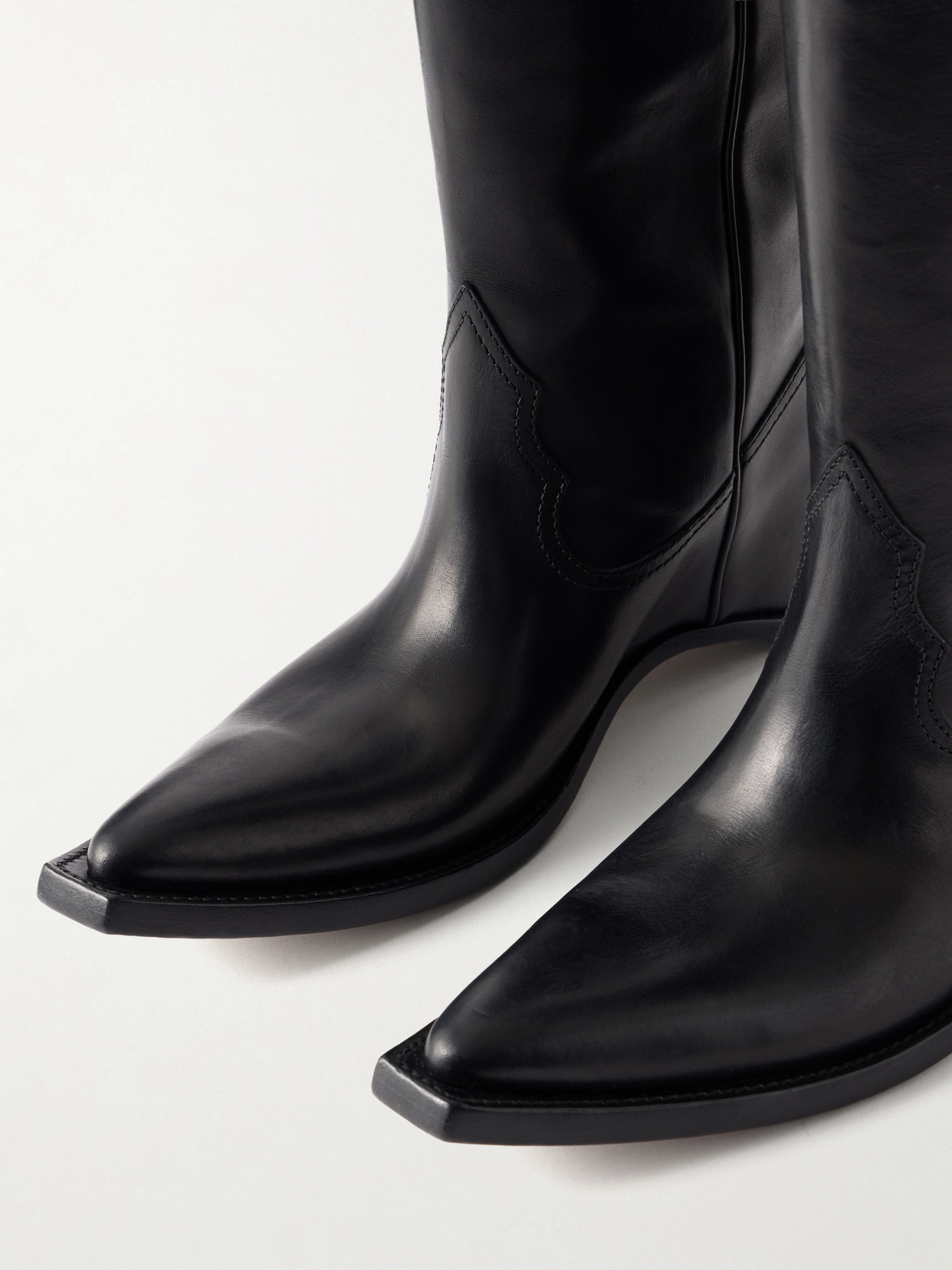 Maison Margiela Heel-less Western Leather Boots In Black