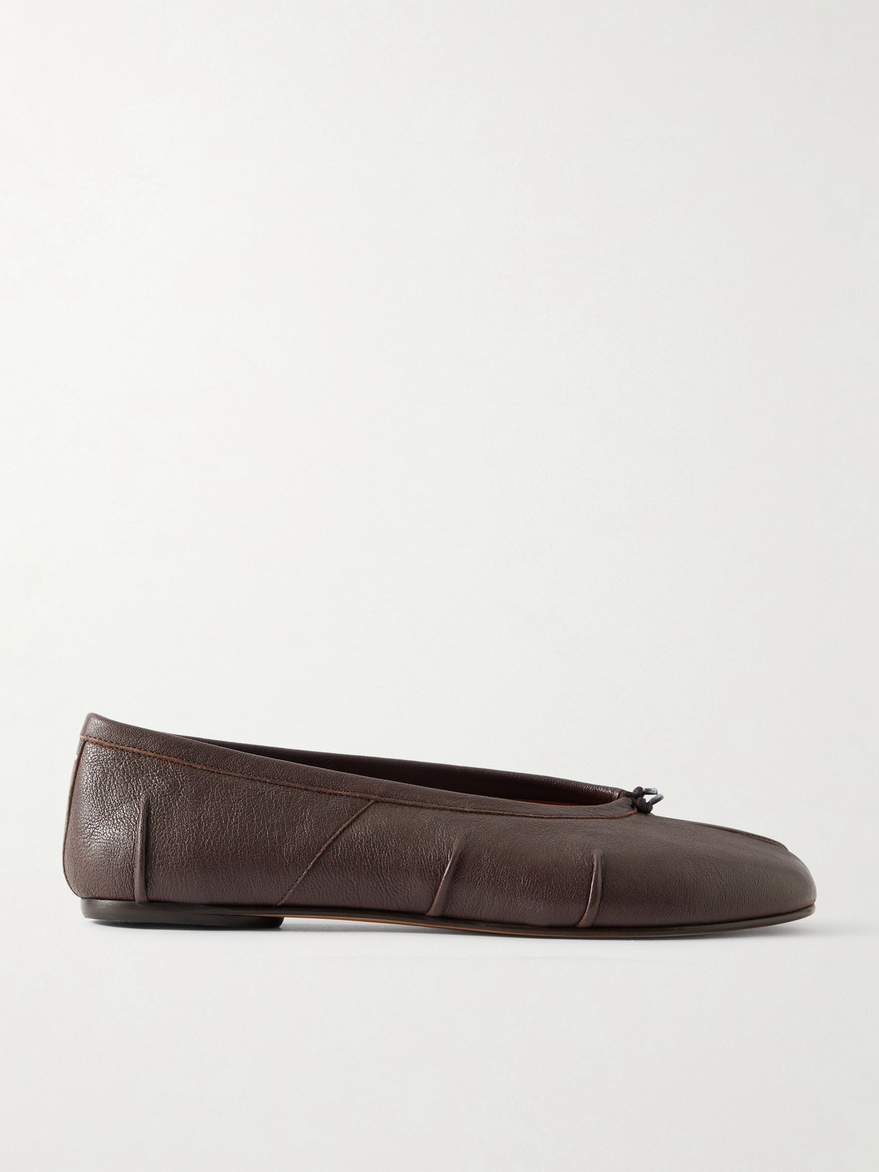 Maison Margiela Tabi Split-toe Leather Ballet Flats In Brown
