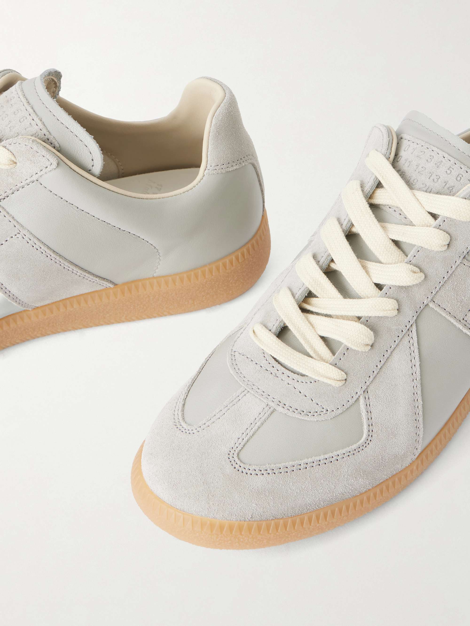 MAISON MARGIELA Replica suede and leather sneakers | NET-A-PORTER