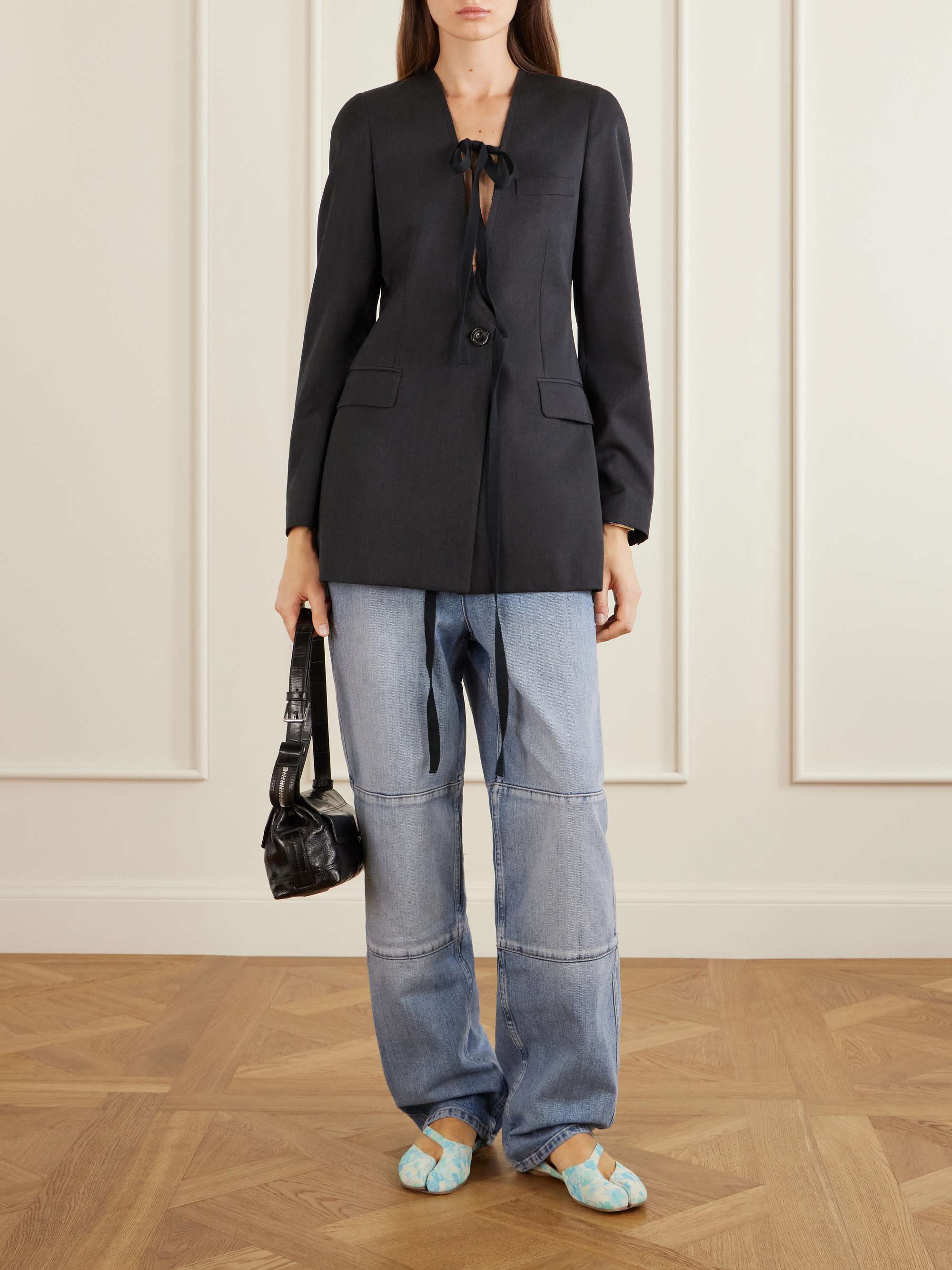 MAISON MARGIELA Tabi split-toe floral-printed suede slingback