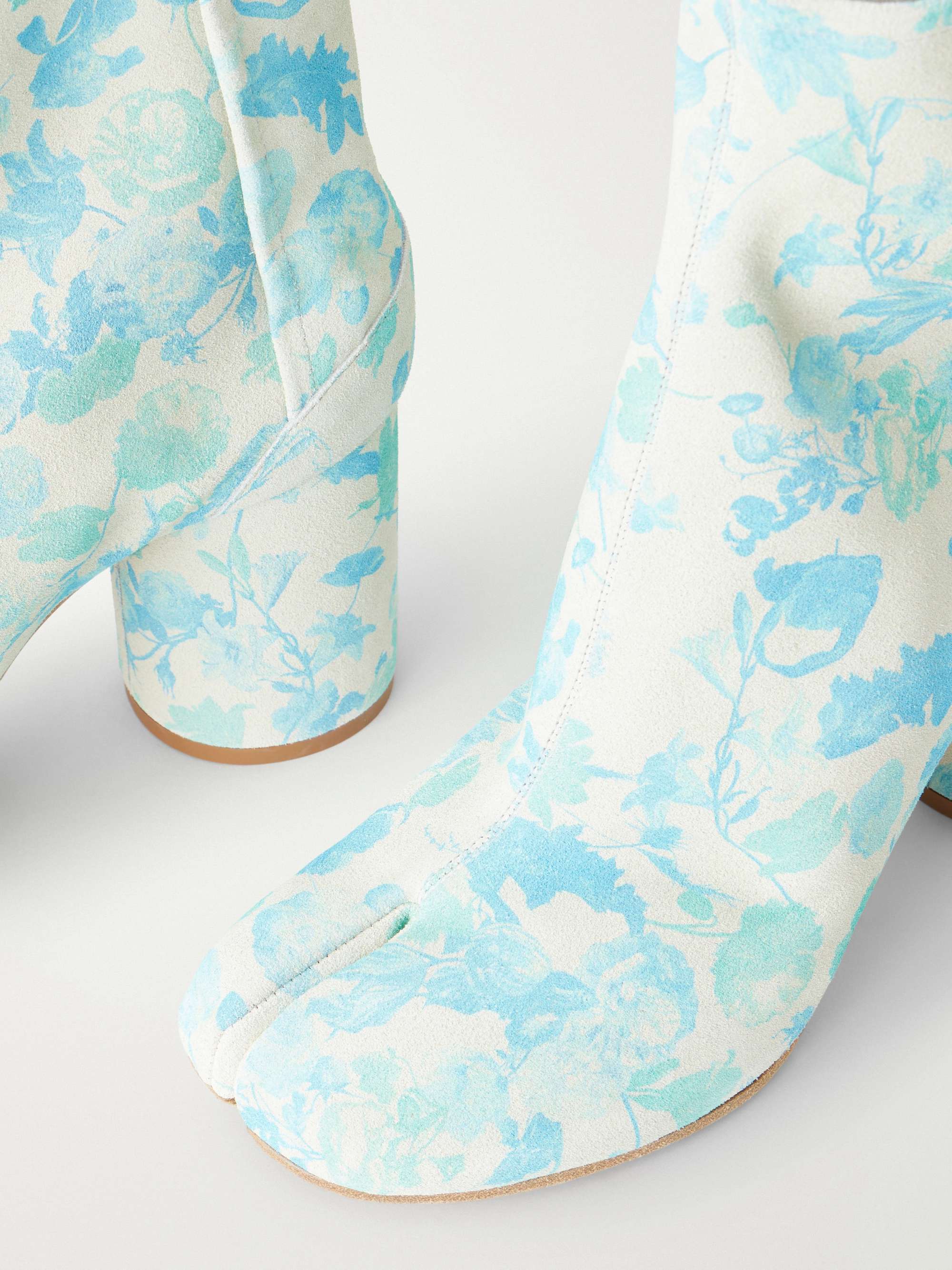 MAISON MARGIELA Tabi split-toe floral-print suede ankle boots