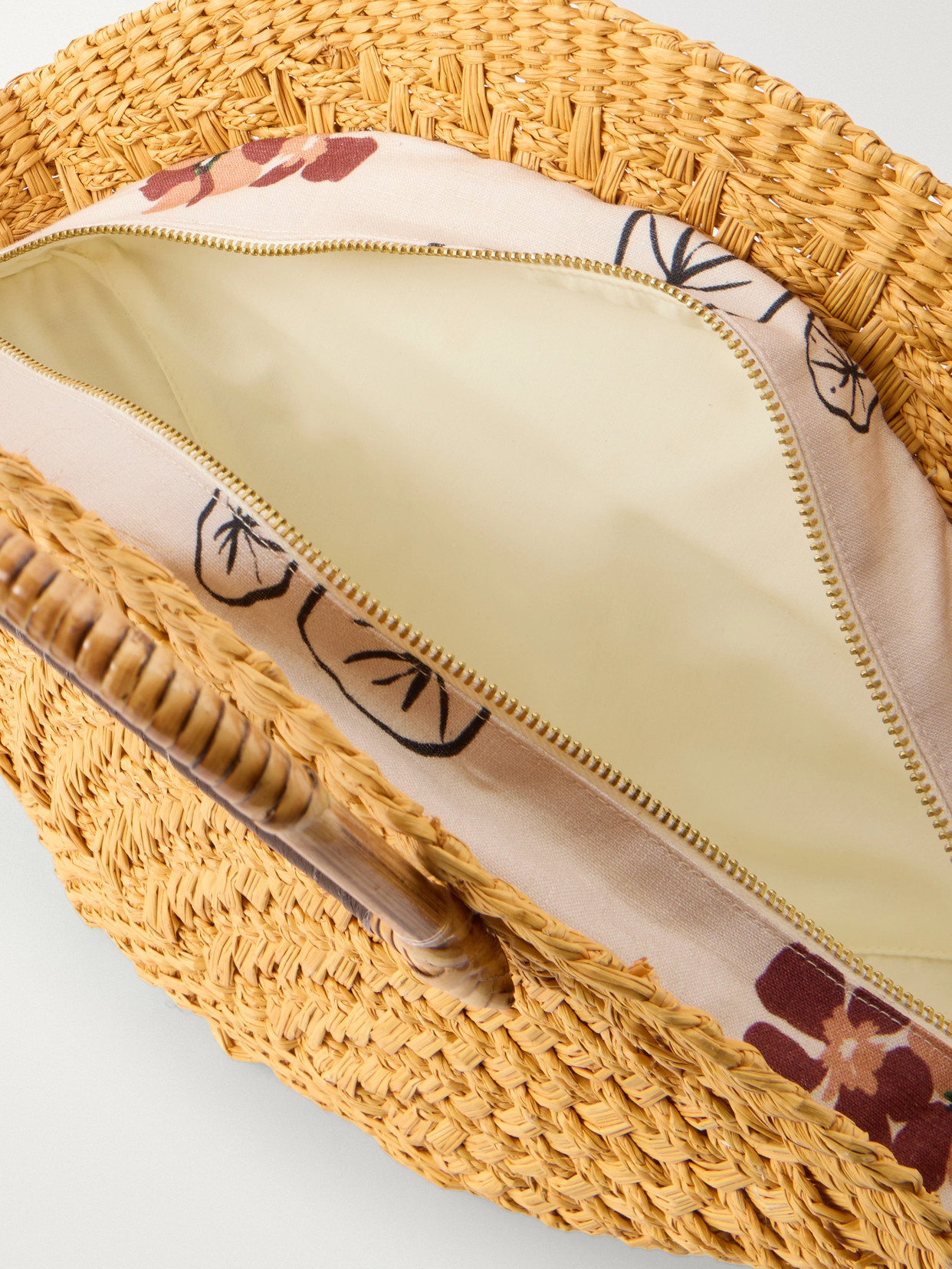 Leather-Trimmed Straw Tote