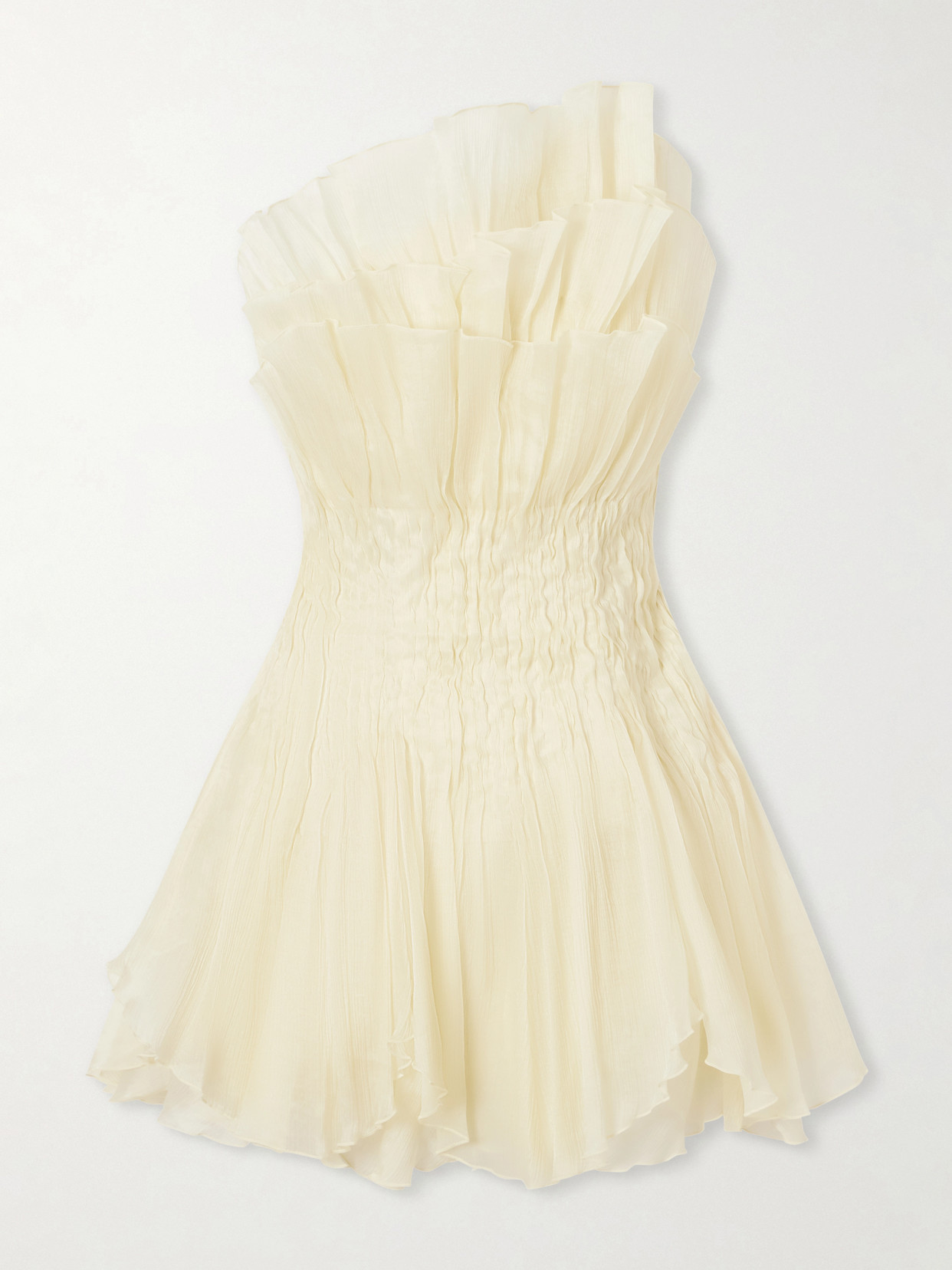 Aje Nisha One-shoulder Tiered Satin Mini Dress In Yellow