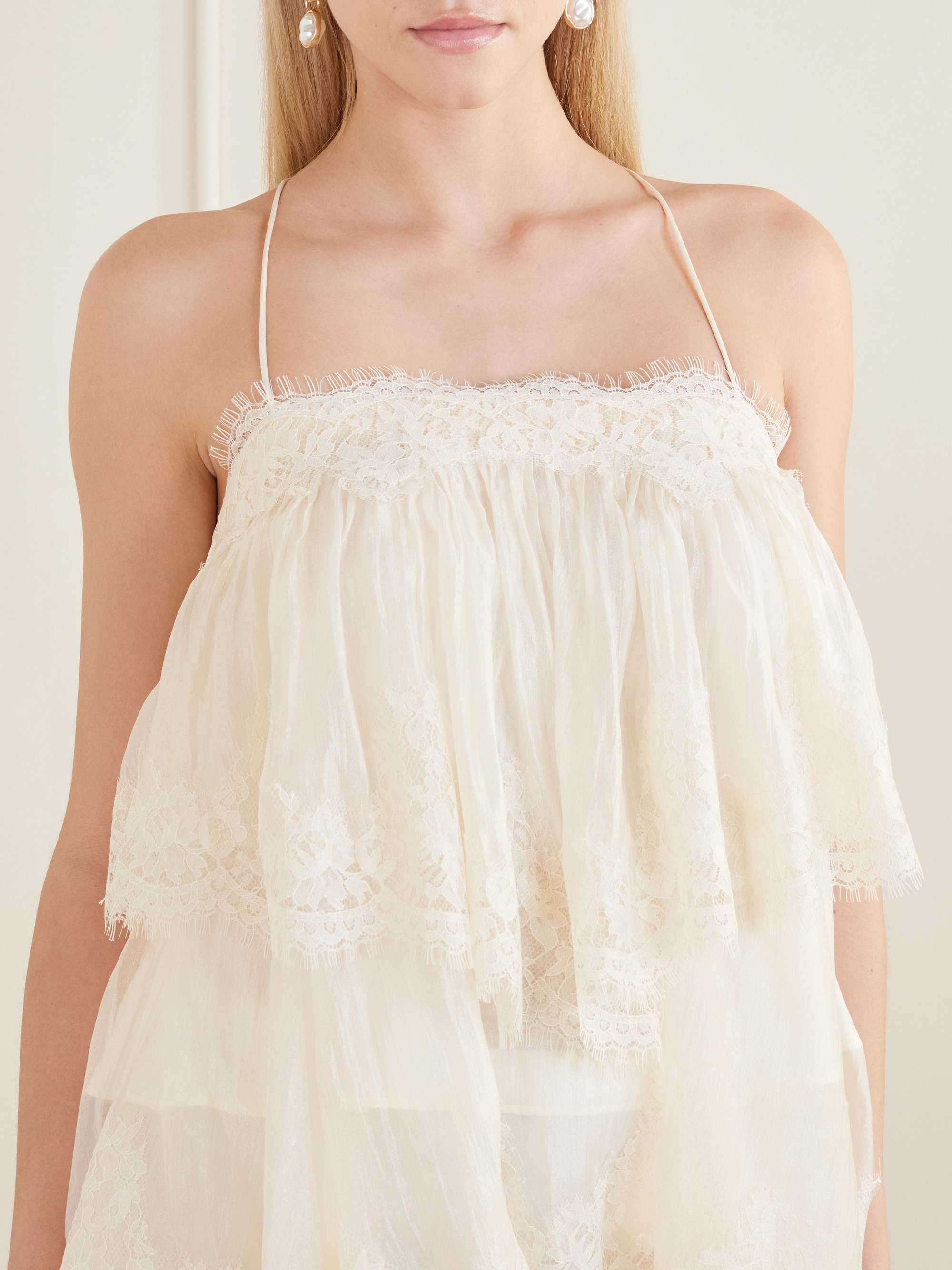 AJE. Ophelia lace-trimmed crinkled-satin camisole | NET-A-PORTER