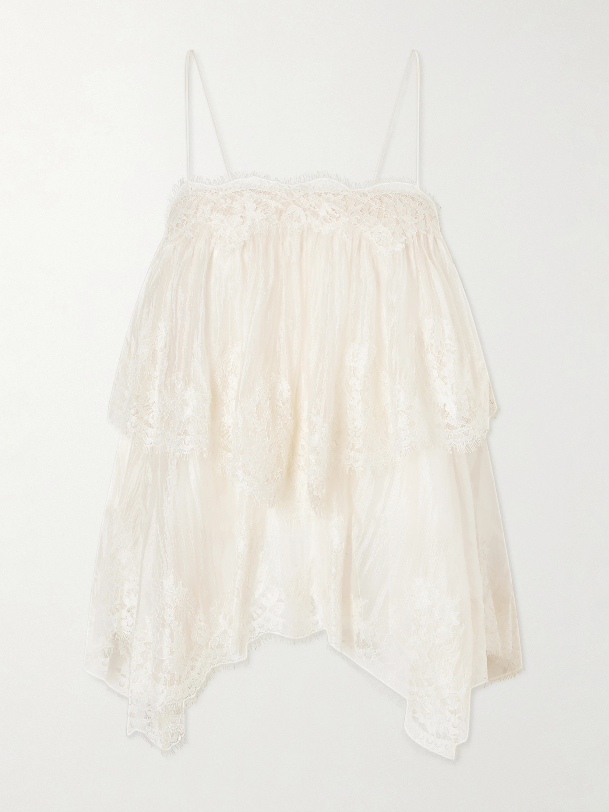 Aje Ophelia lace-trimmed crinkled-satin camisole