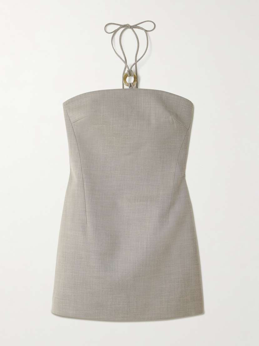 SIR. Solene Embellished Woven Halterneck Mini Dress