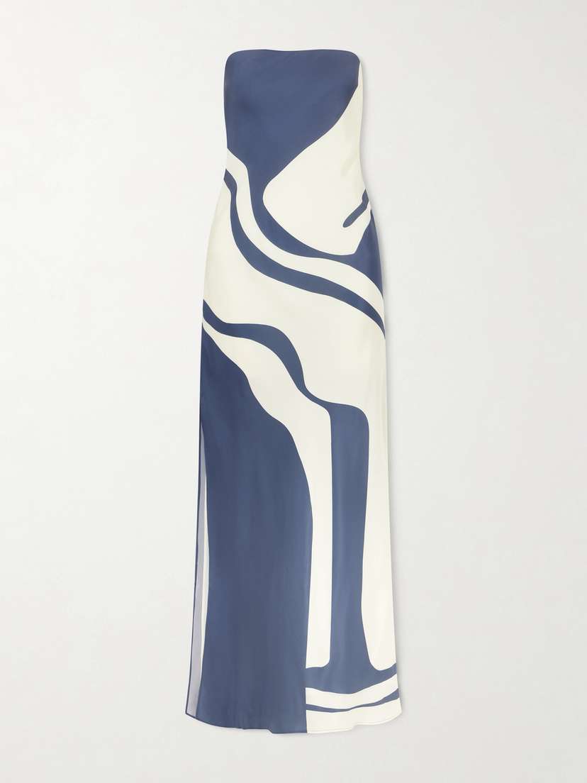 SIR. Lilou Strapless Printed Silk-satin Maxi Dress