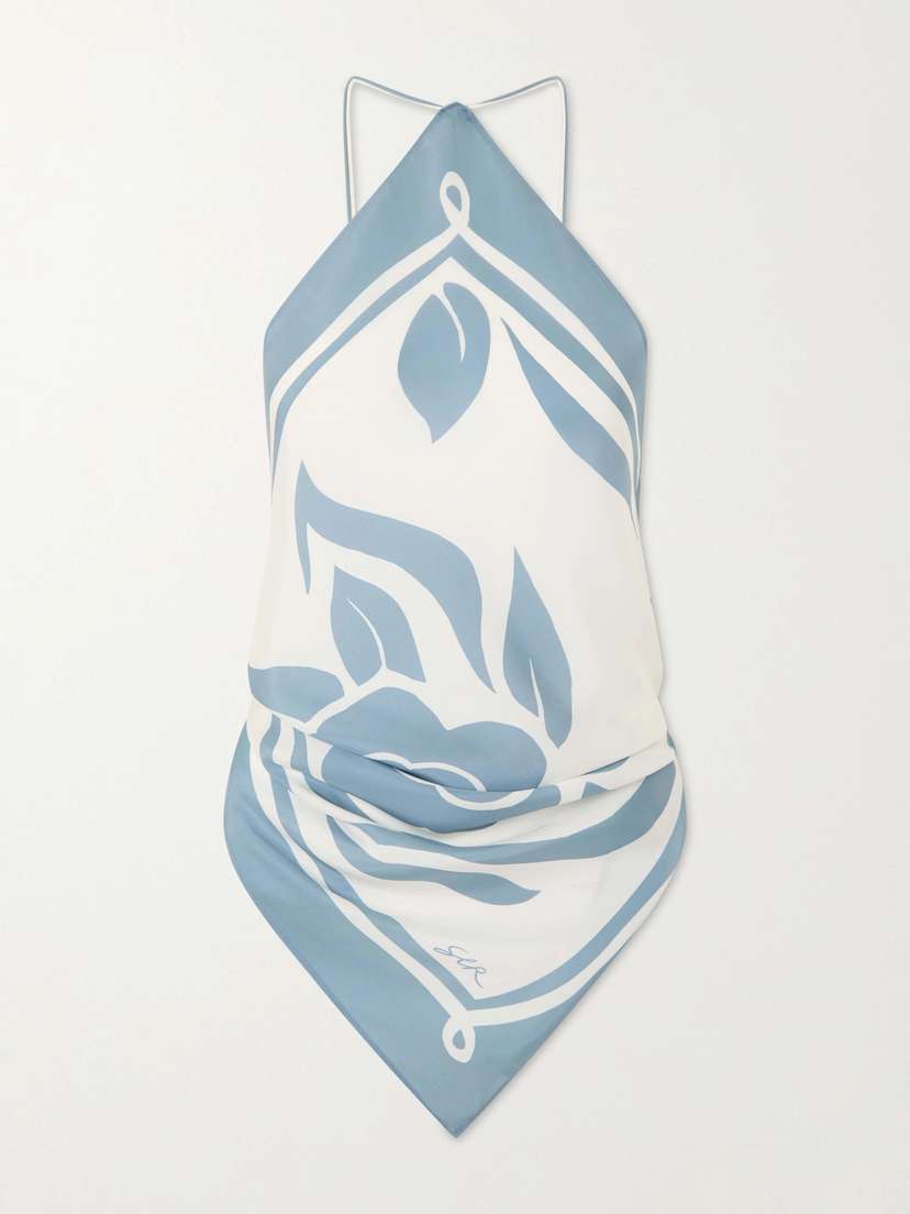 SIR. Lilou Printed Silk Halterneck Top