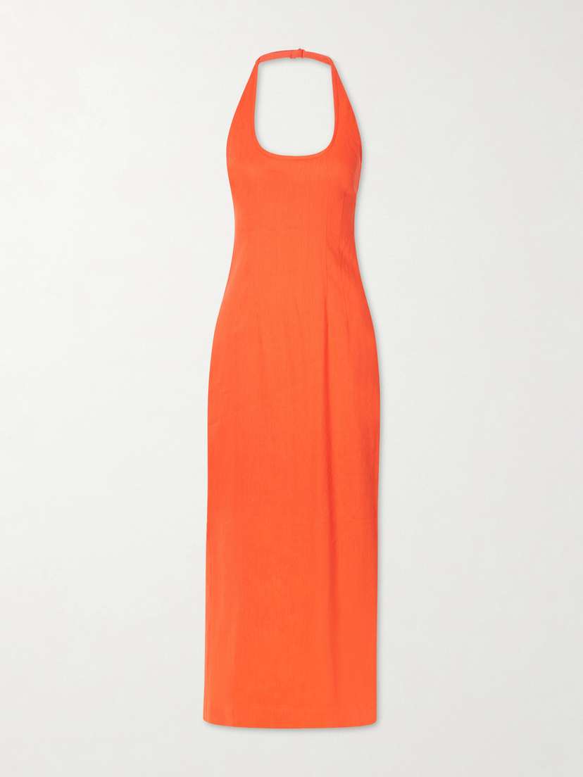 SIR. Elodie Linen-blend Halterneck Midi Dress