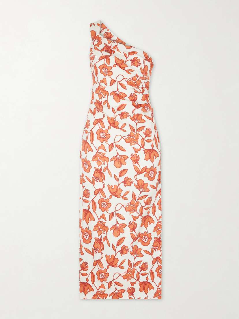SIR. Chloe One-shoulder Floral-print Linen-blend Midi Dress