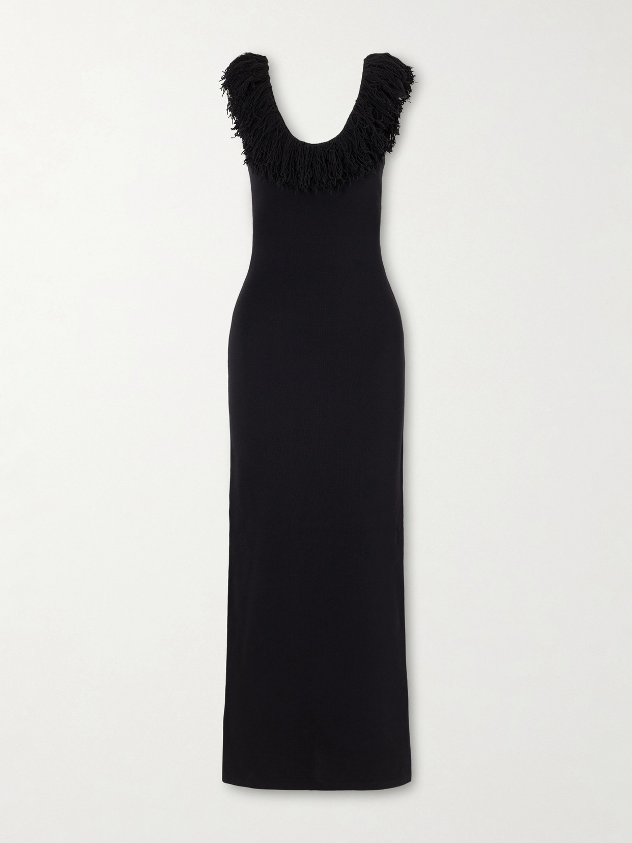 Sir Marcelline Fringed Stretch-knit Maxi Dress In Black