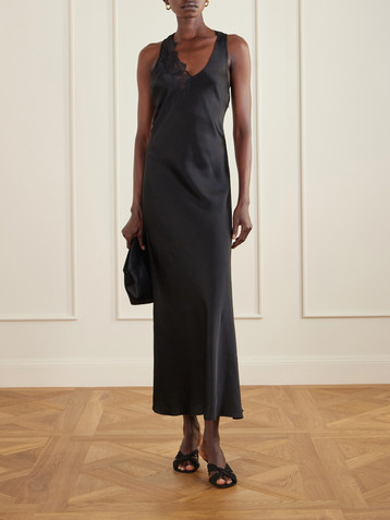 rodarte silk satin and cotton blend lace maxi dress Rodarte - Silk-satin and cotton-blend lace maxi dress