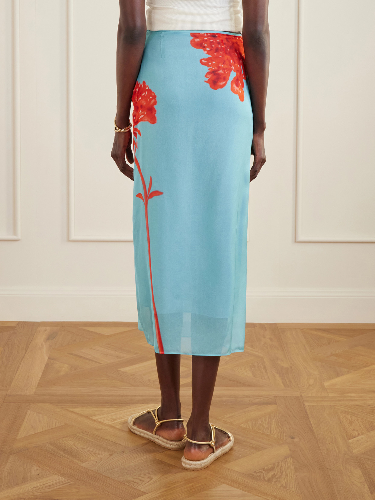 . - Amelie Floral-Printed Silk-Chiffon Midi