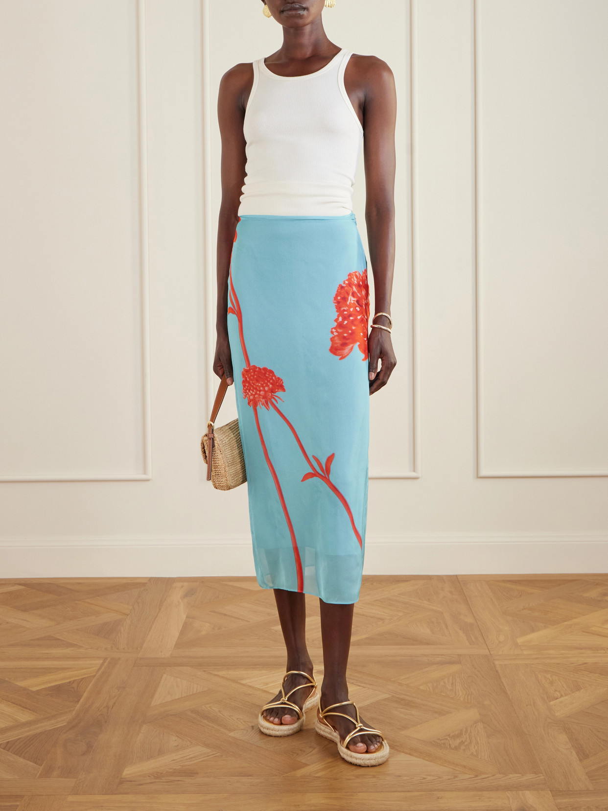 . - Amelie Floral-Printed Silk-Chiffon Midi