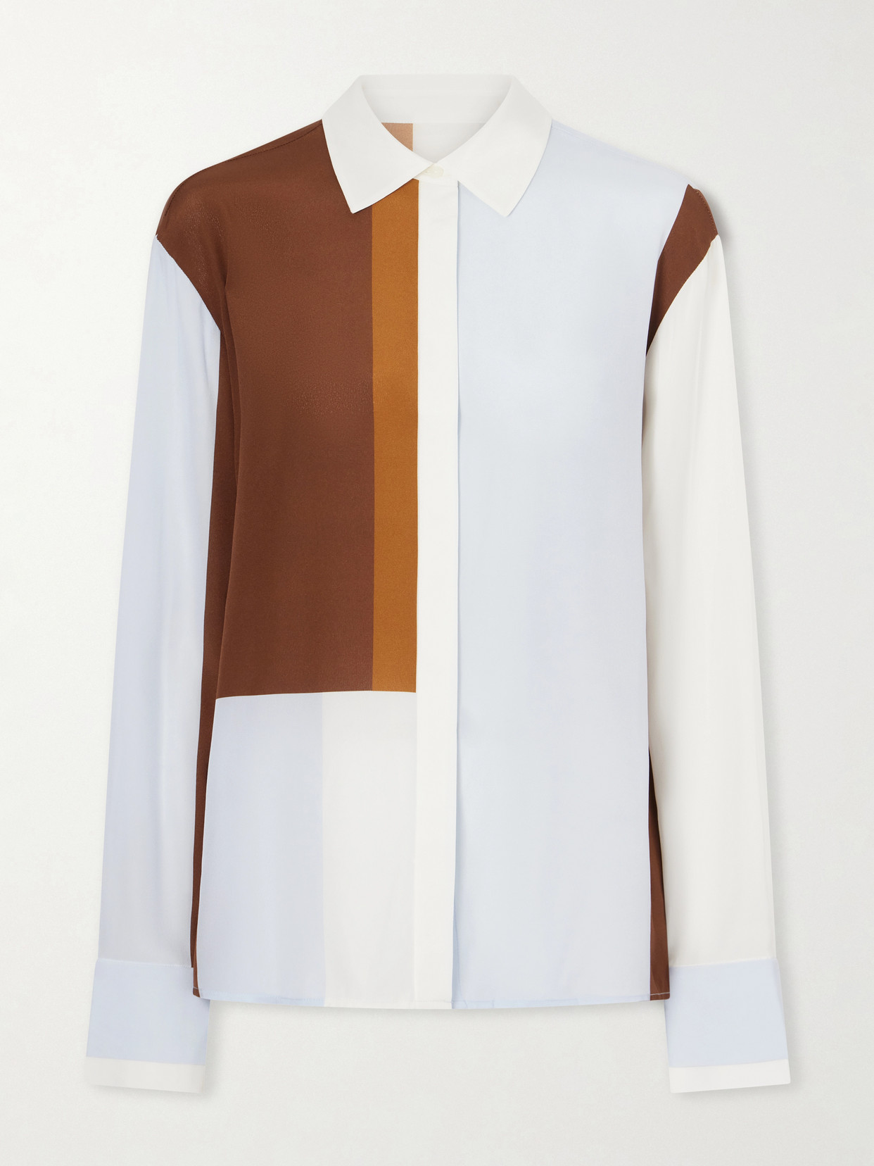 Sir Marais Button-front Silk Shirt In Neutral