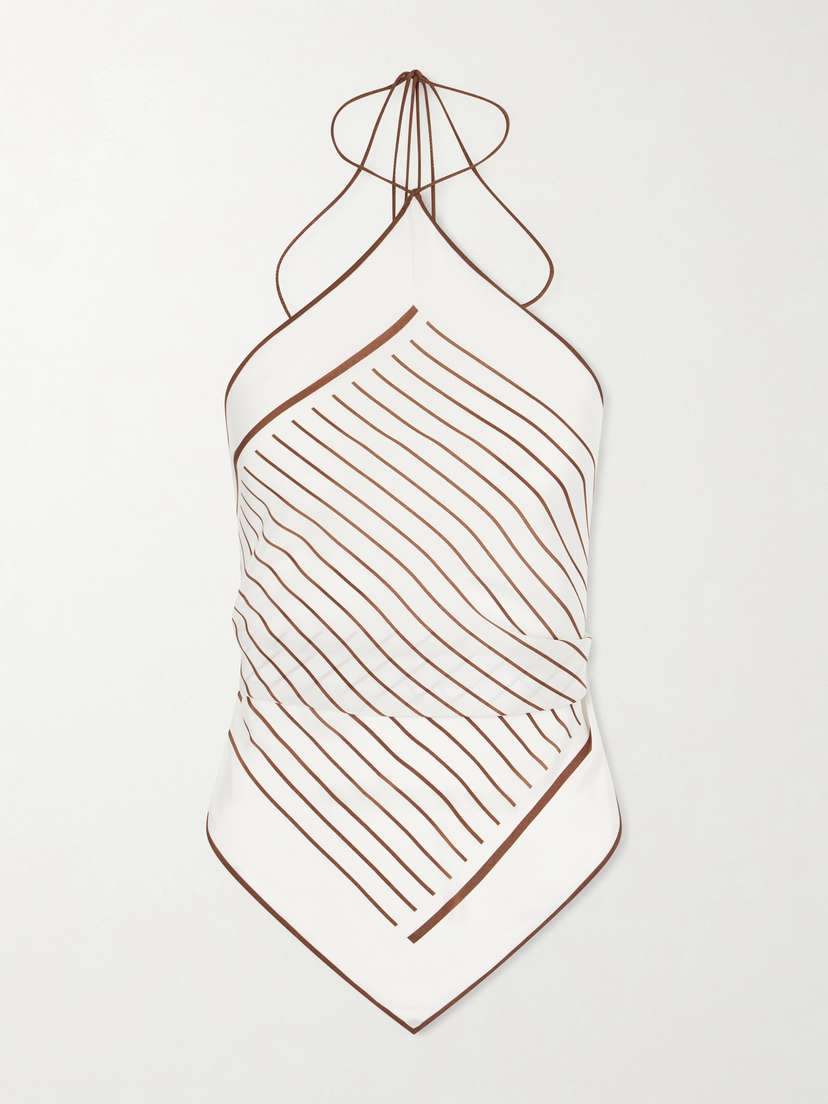 SIR. Marais Striped Silk Halterneck Top