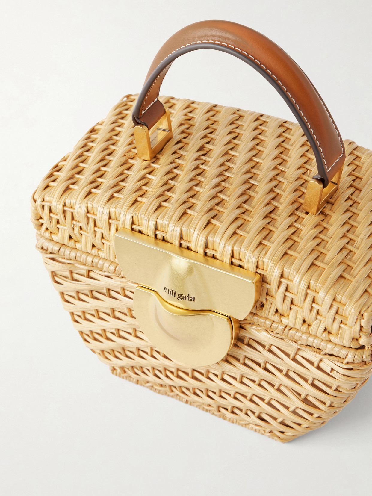Tyla Leather-Trimmed Raffia Tote