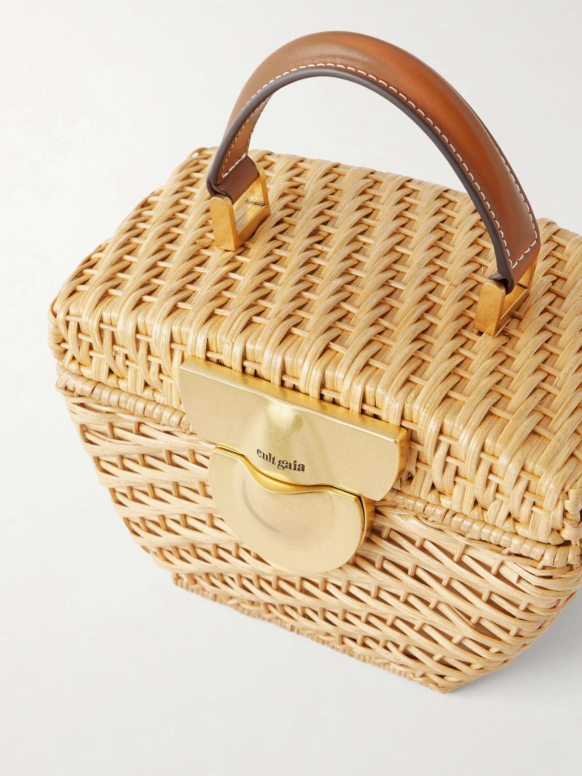CULT GAIA Tyla leather-trimmed raffia tote | NET-A-PORTER