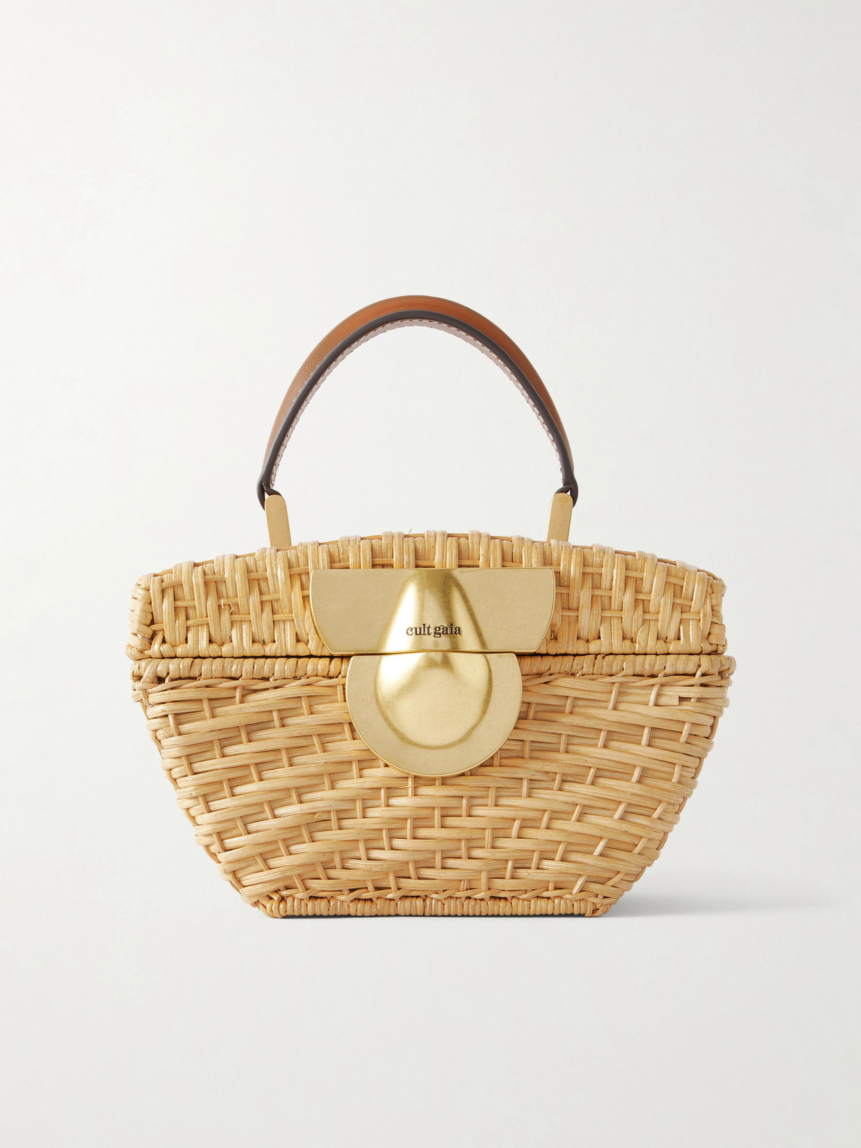Cult Gaia Tyla Leather-trimmed Raffia Tote In Brown