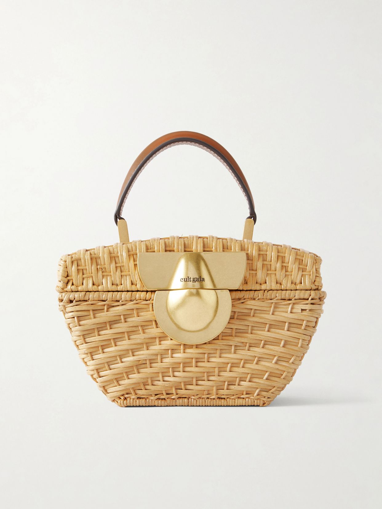 CULT GAIA Tyla leather-trimmed raffia tote