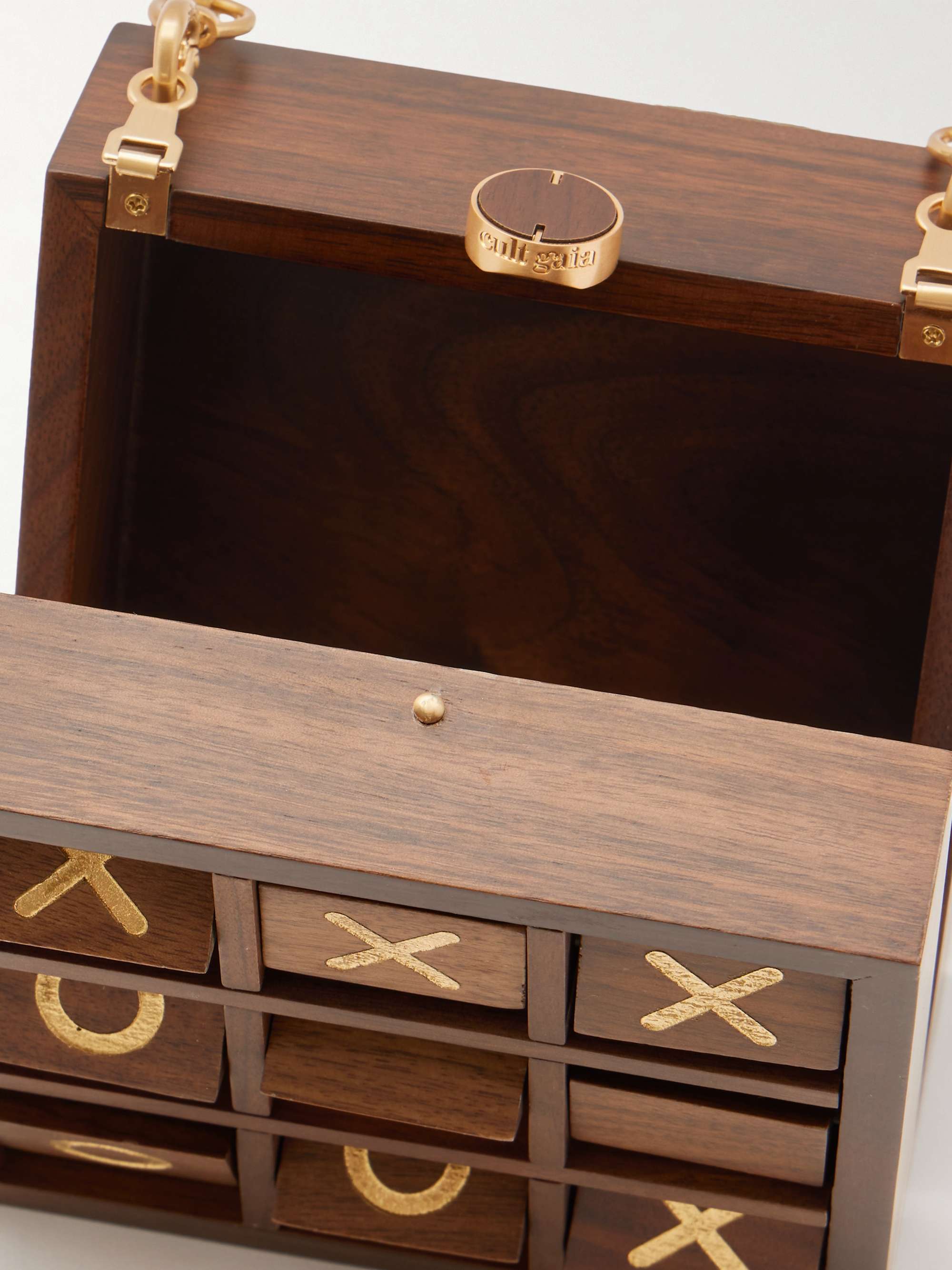 CULT GAIA Tic Tac Toe walnut clutch | NET-A-PORTER