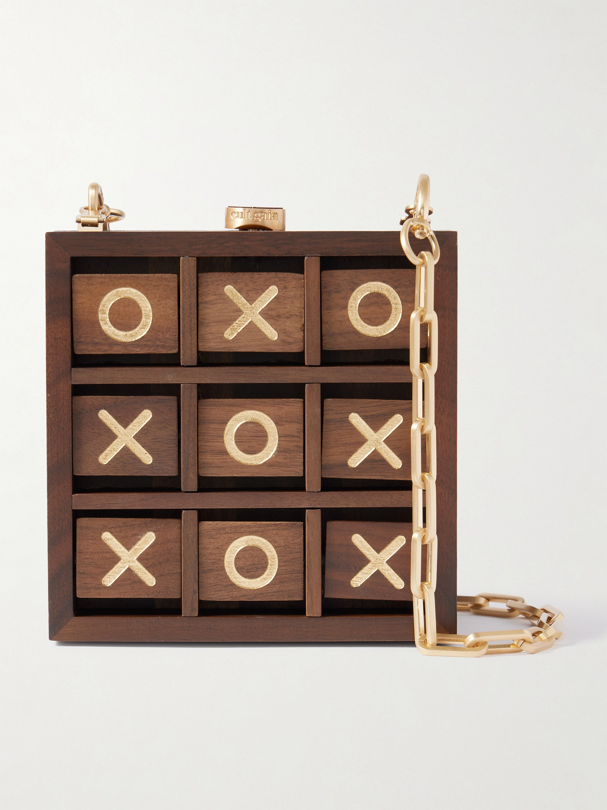 Cult Gaia Tic Tac Toe Walnut Clutch In Brown