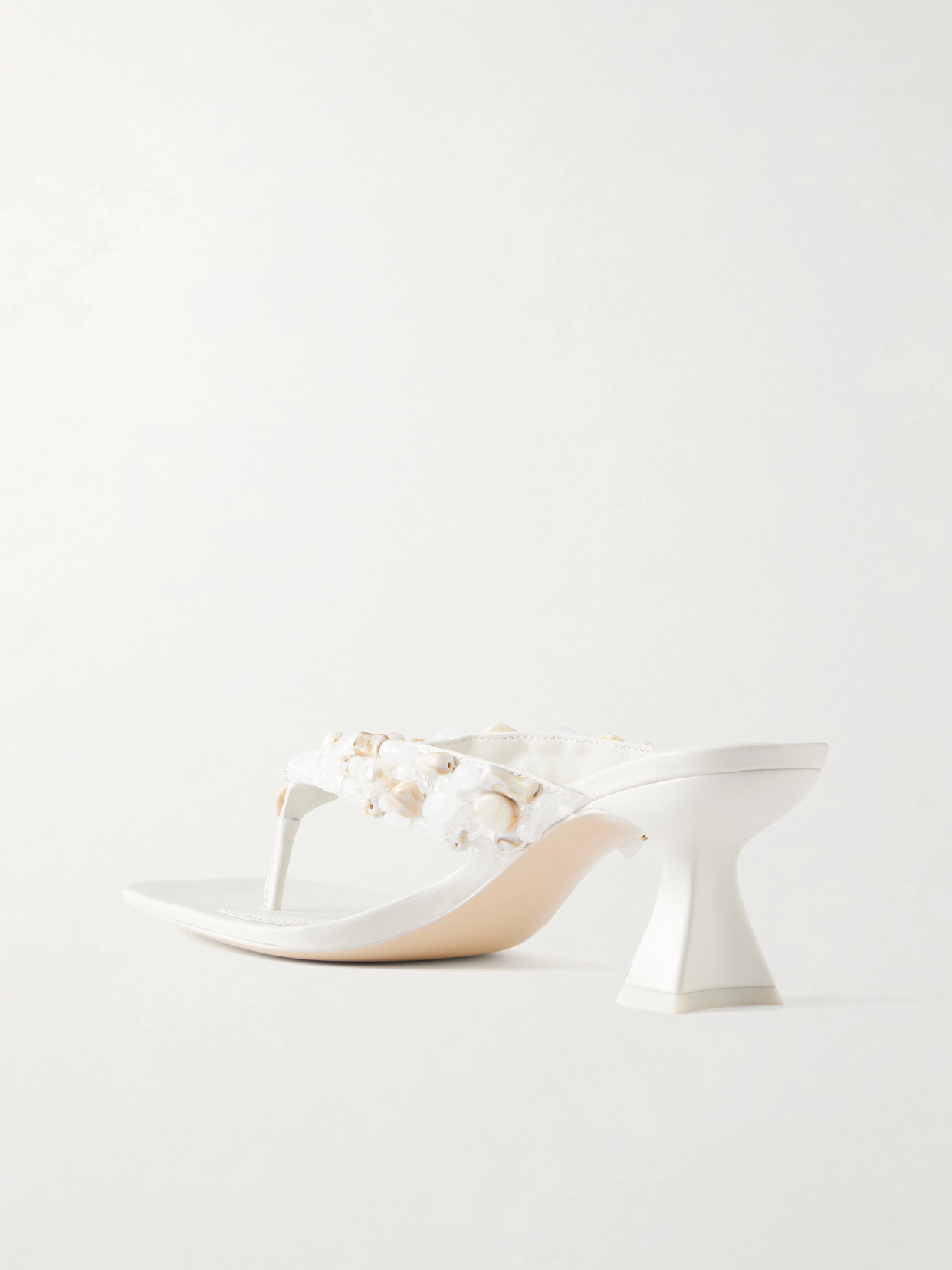 Abi Bead-Embellished Leather Thong Sandals