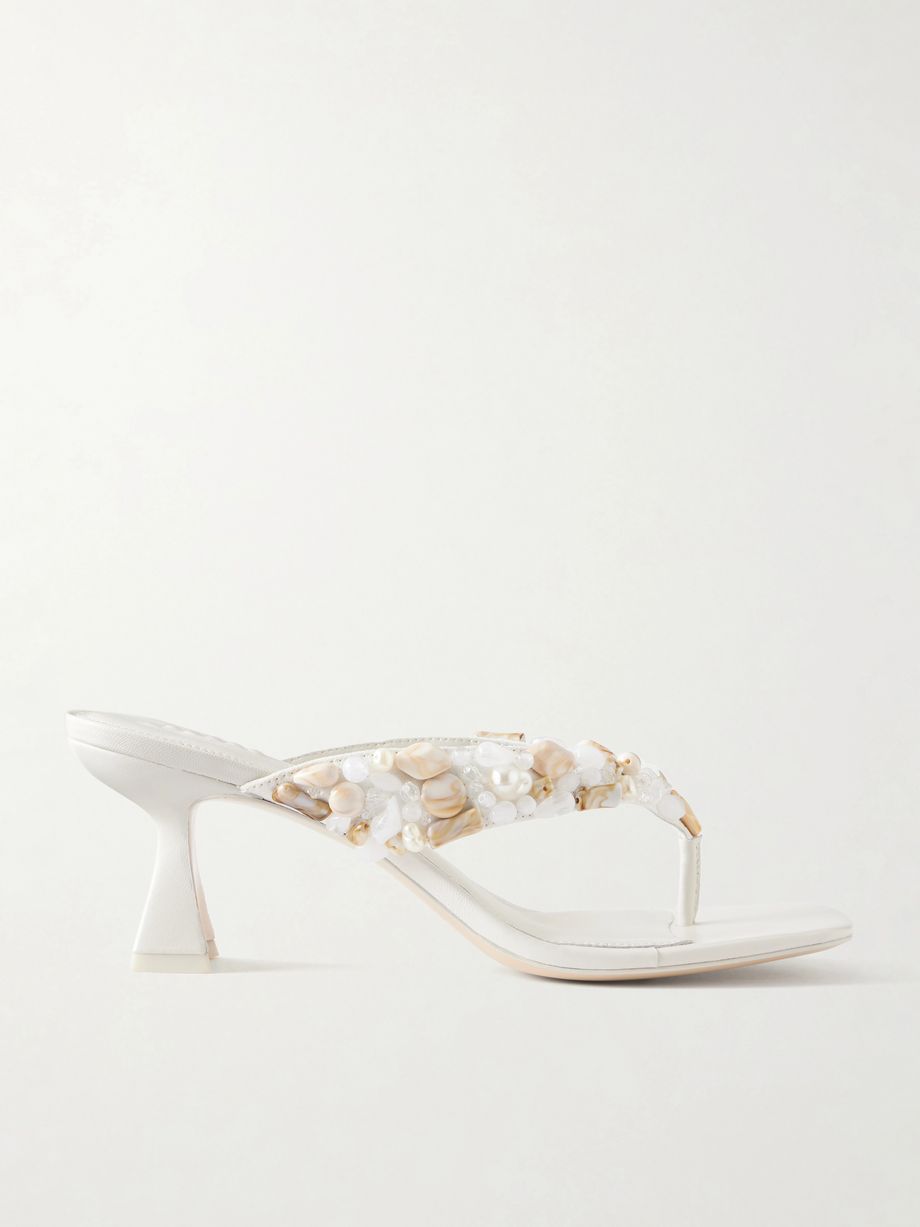 Abi bead-embellished leather thong sandals