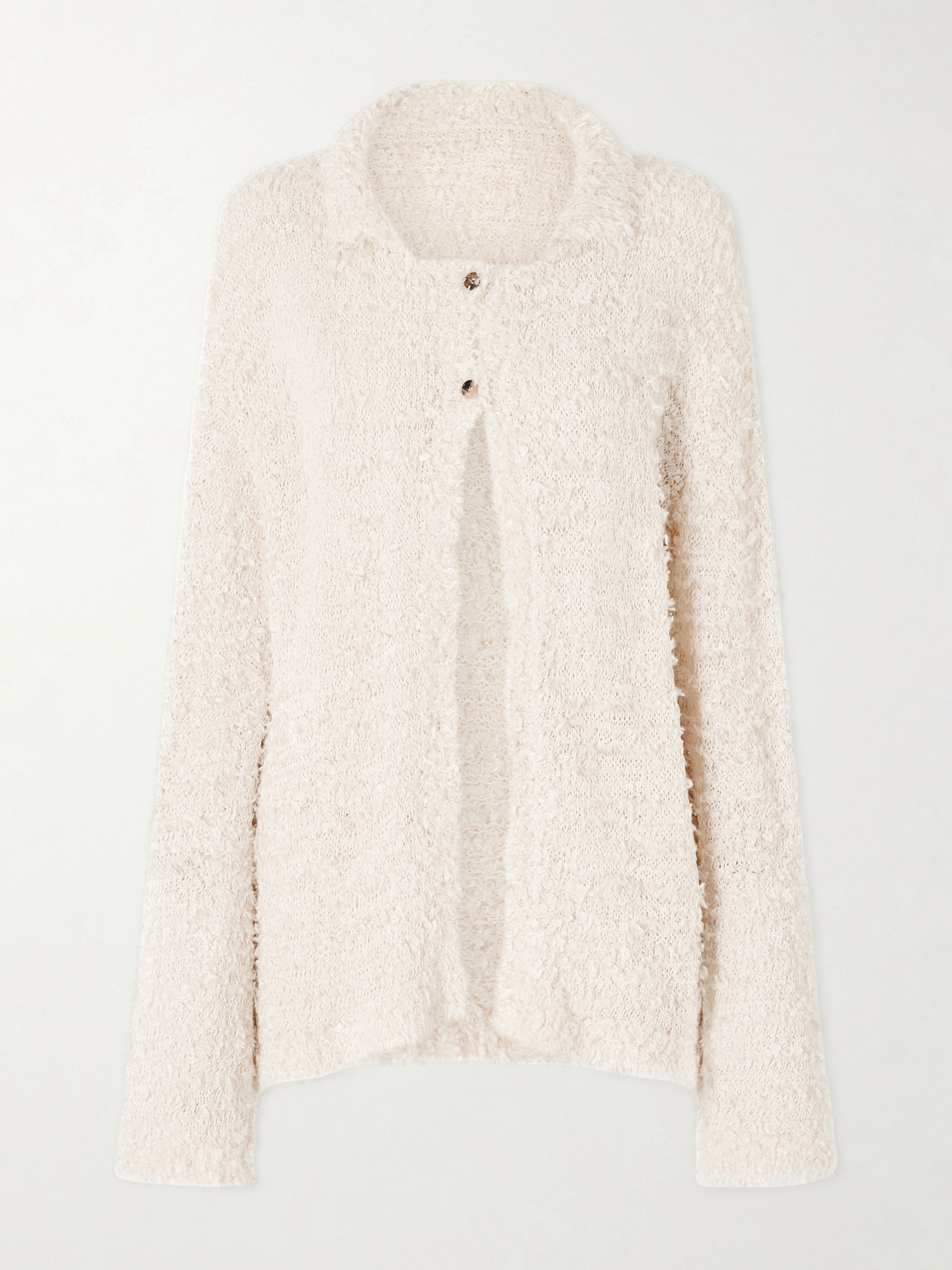 Khaite Jannae Cotton-blend Bouclé Cardigan In White
