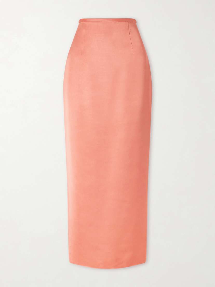 Khaite Winton Satin Midi Skirt