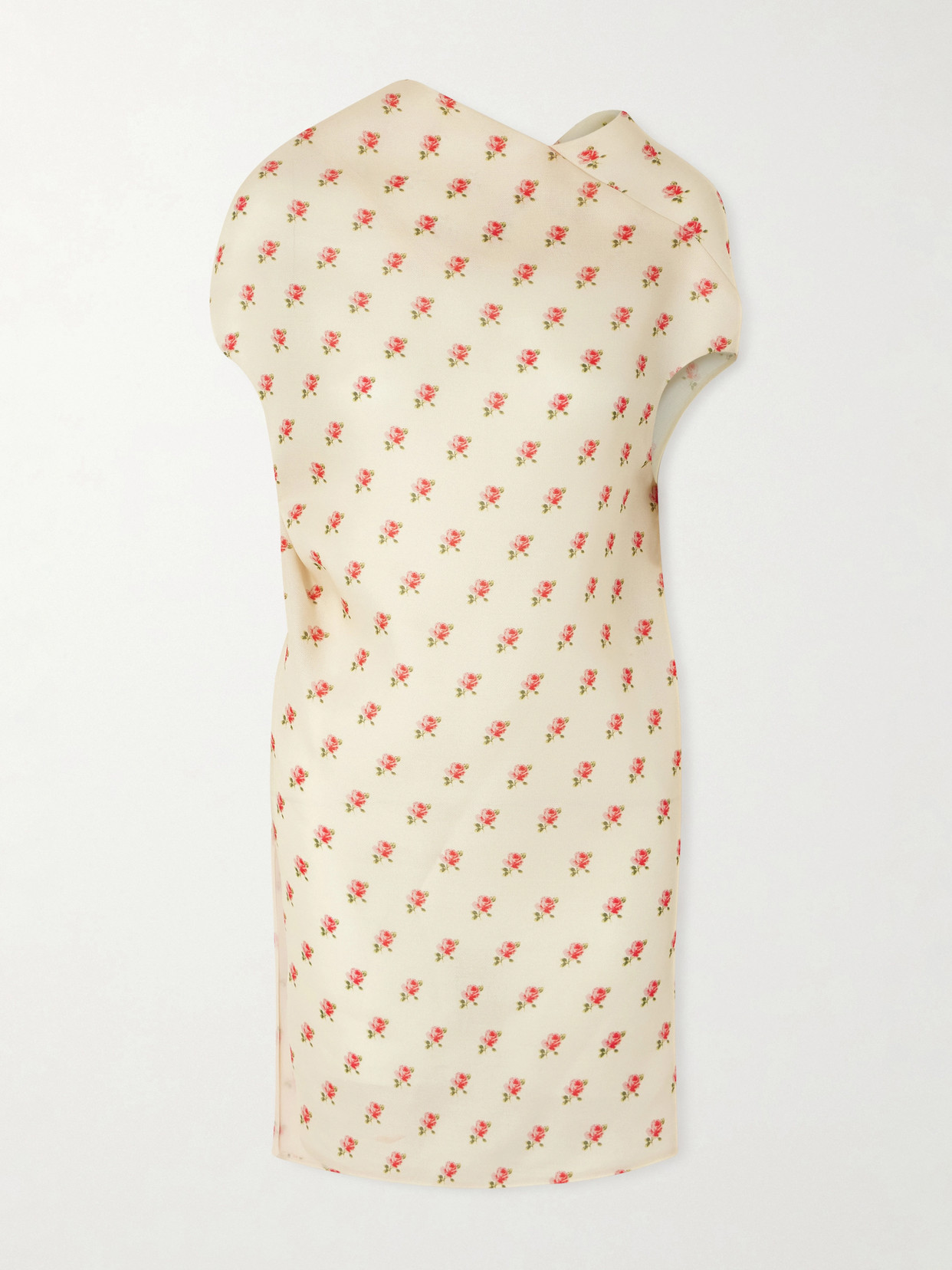 Khaite Erin Floral-print Silk-organza Mini Dress In Neutral