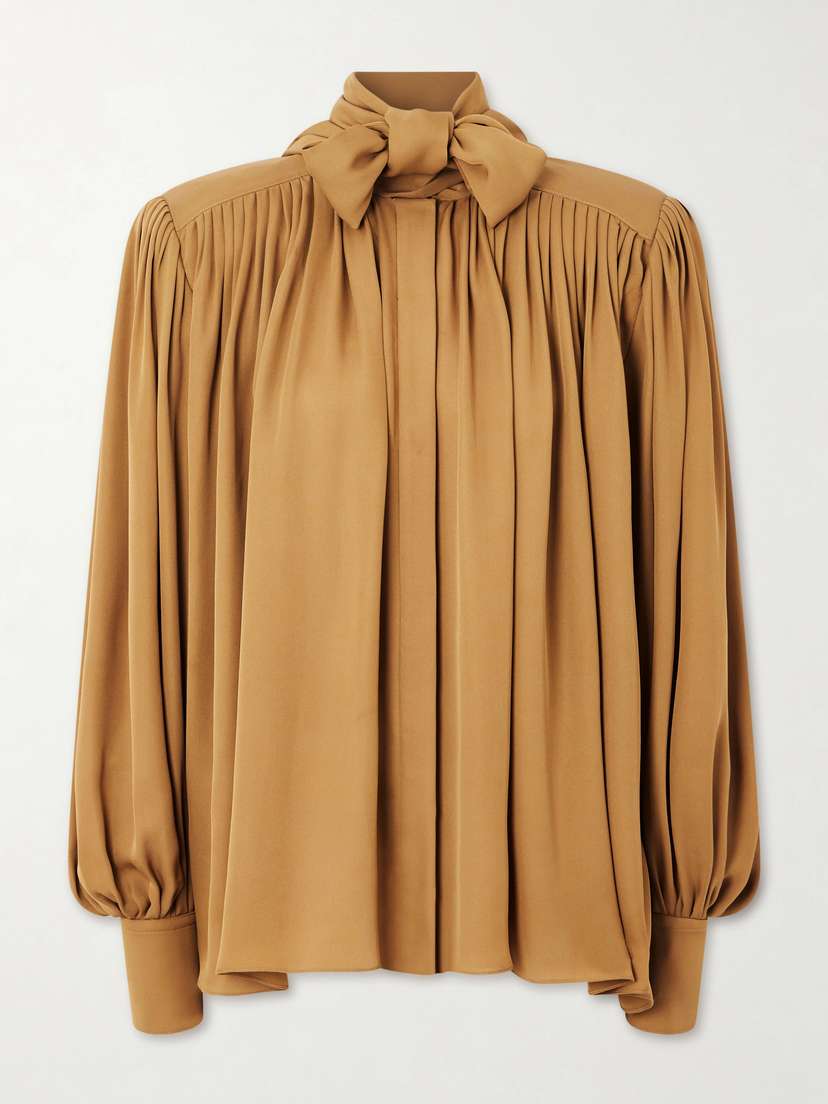 Khaite Vali Pussy-bow Silk-georgette Blouse