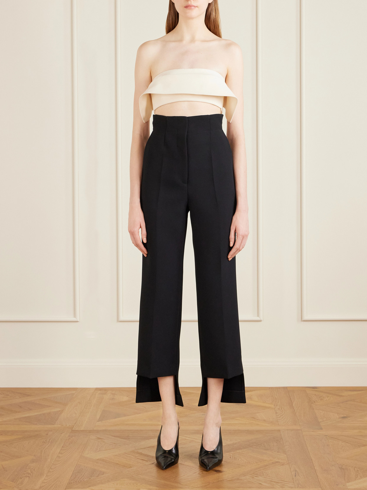 Kelsi Cropped Wool And Silk-Blend Cady Top