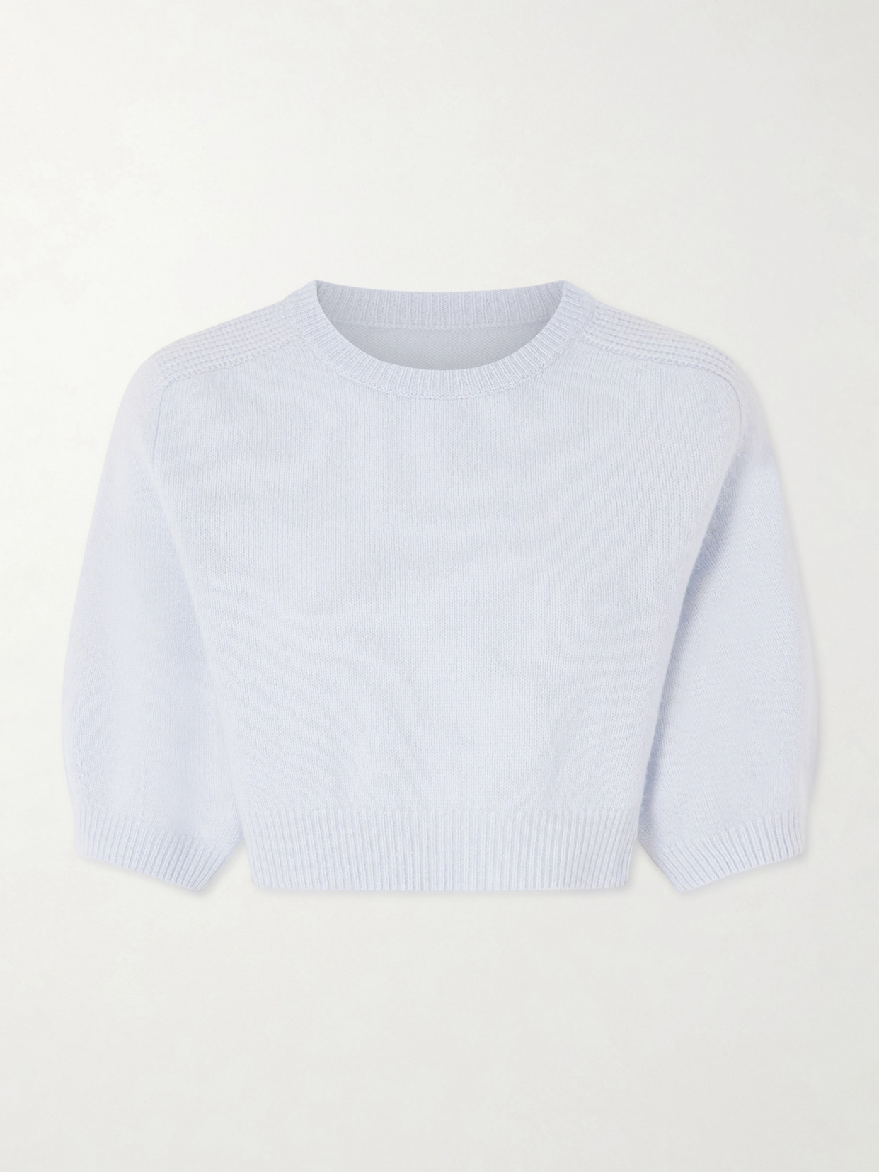 Khaite Lorelai Cropped Wool And Cashmere-blend Sweater In White