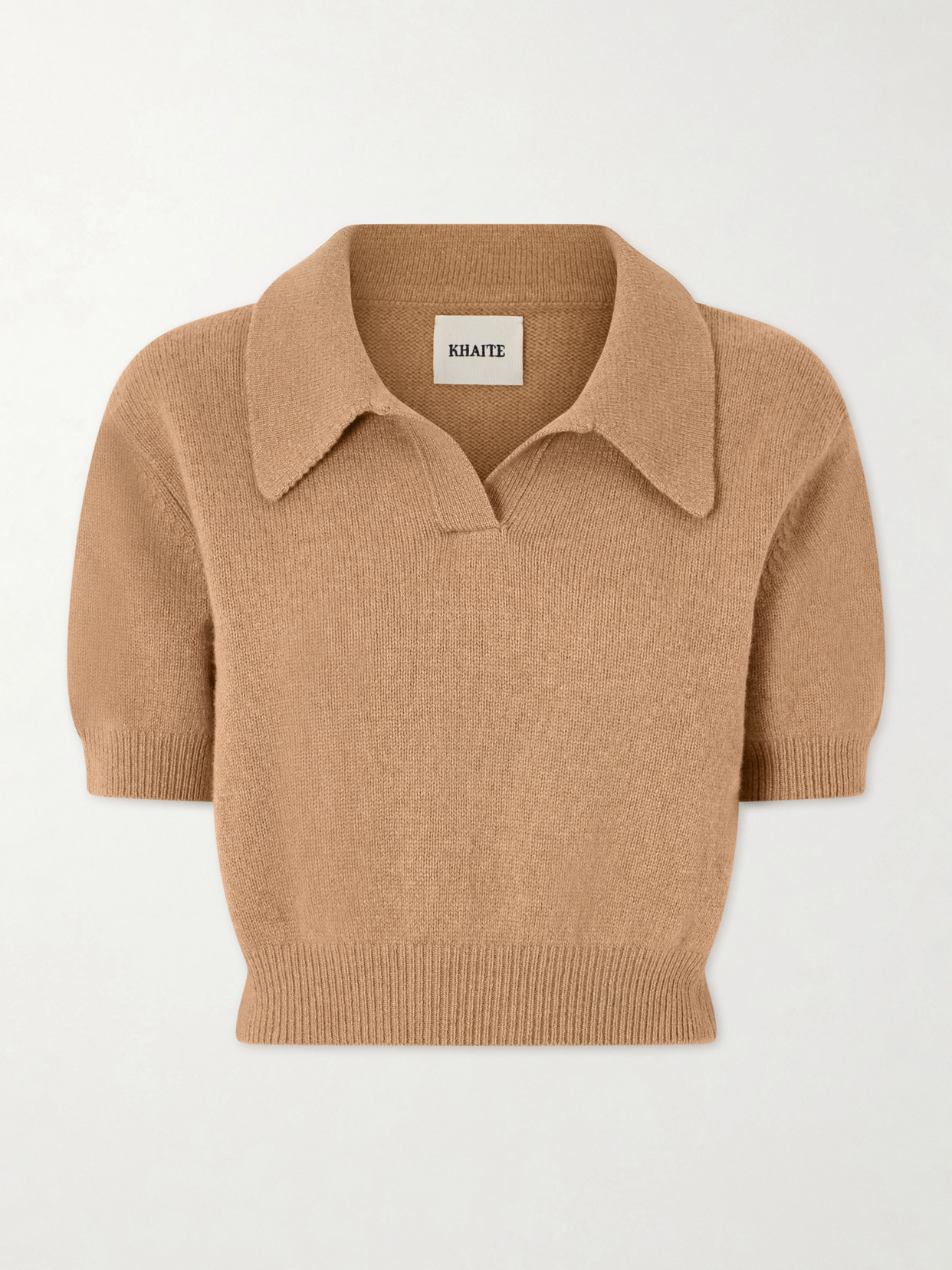 Khaite Leni Cropped Wool And Cashmere-blend Sweater In Brown