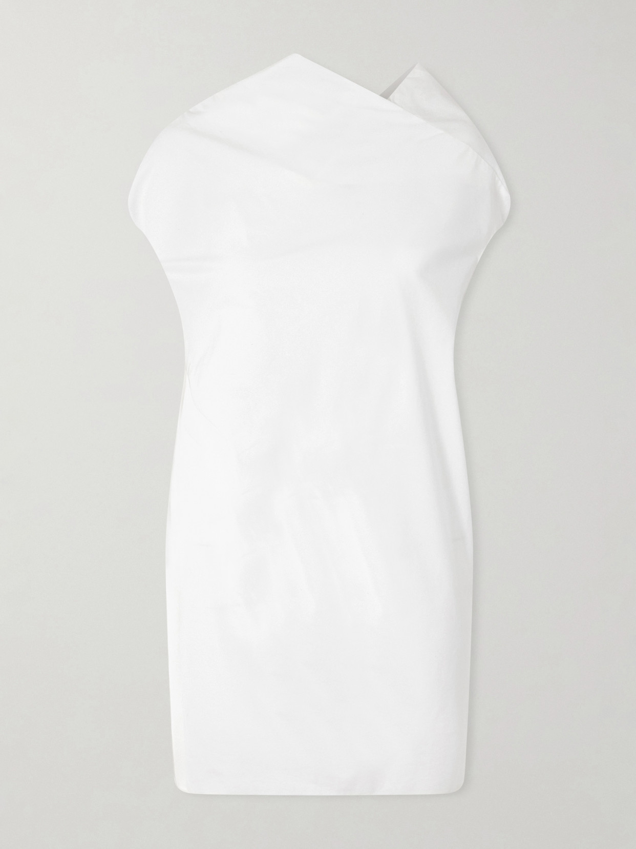 Khaite Tatia Draped Cotton-poplin Mini Dress In White