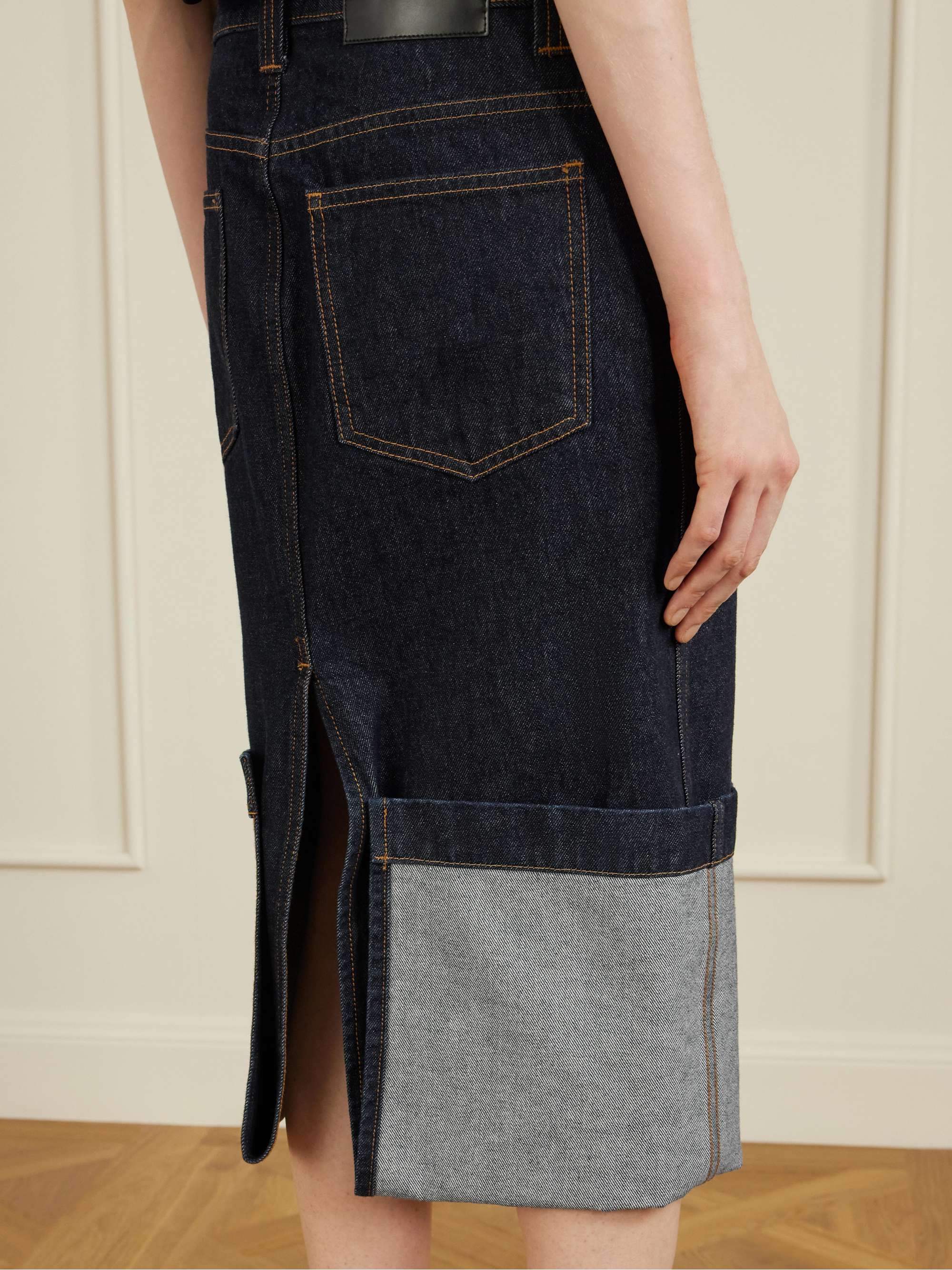 KHAITE Kilian denim midi skirt | NET-A-PORTER