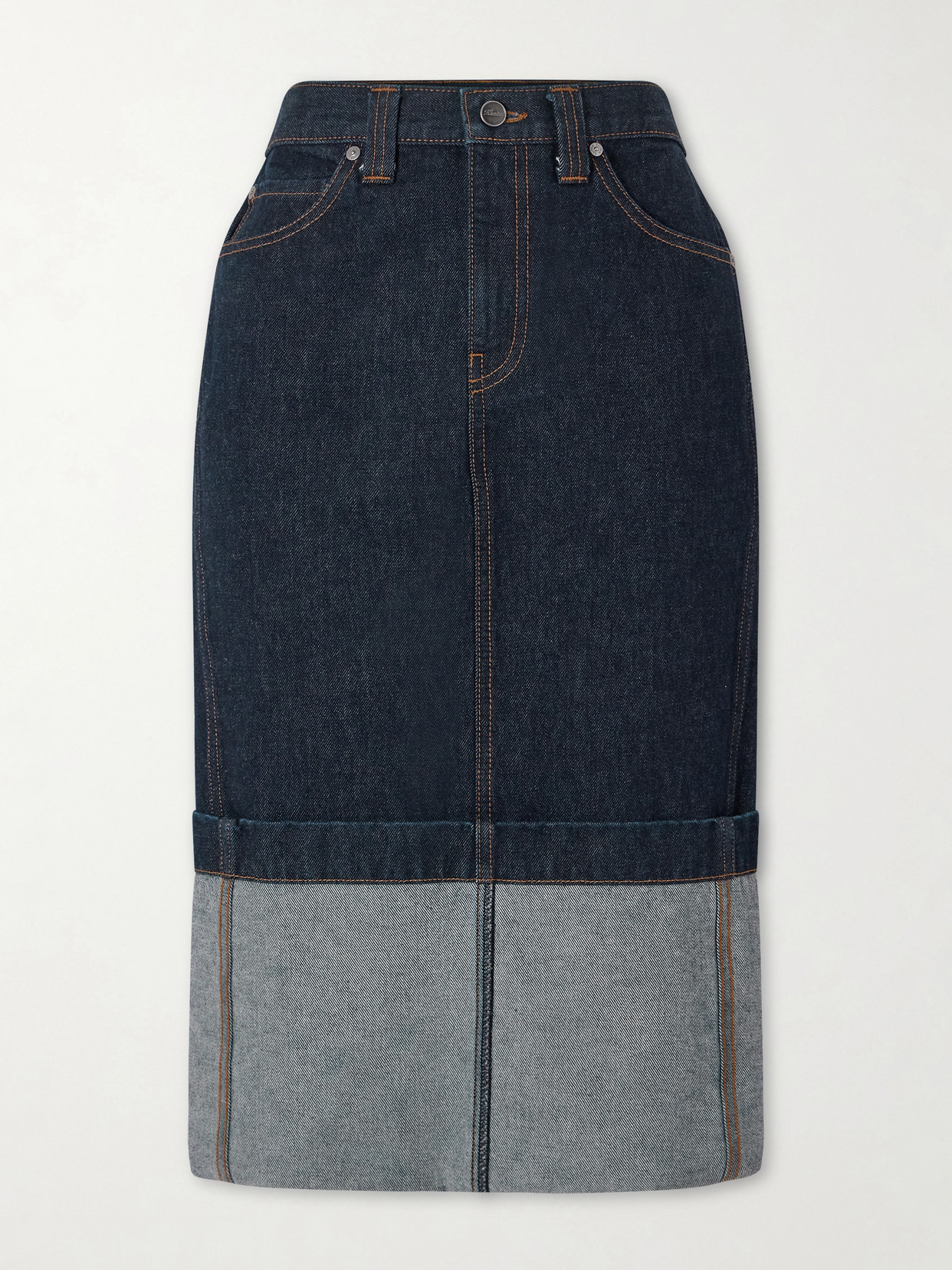 Khaite Kilian Denim Midi Skirt In Blue