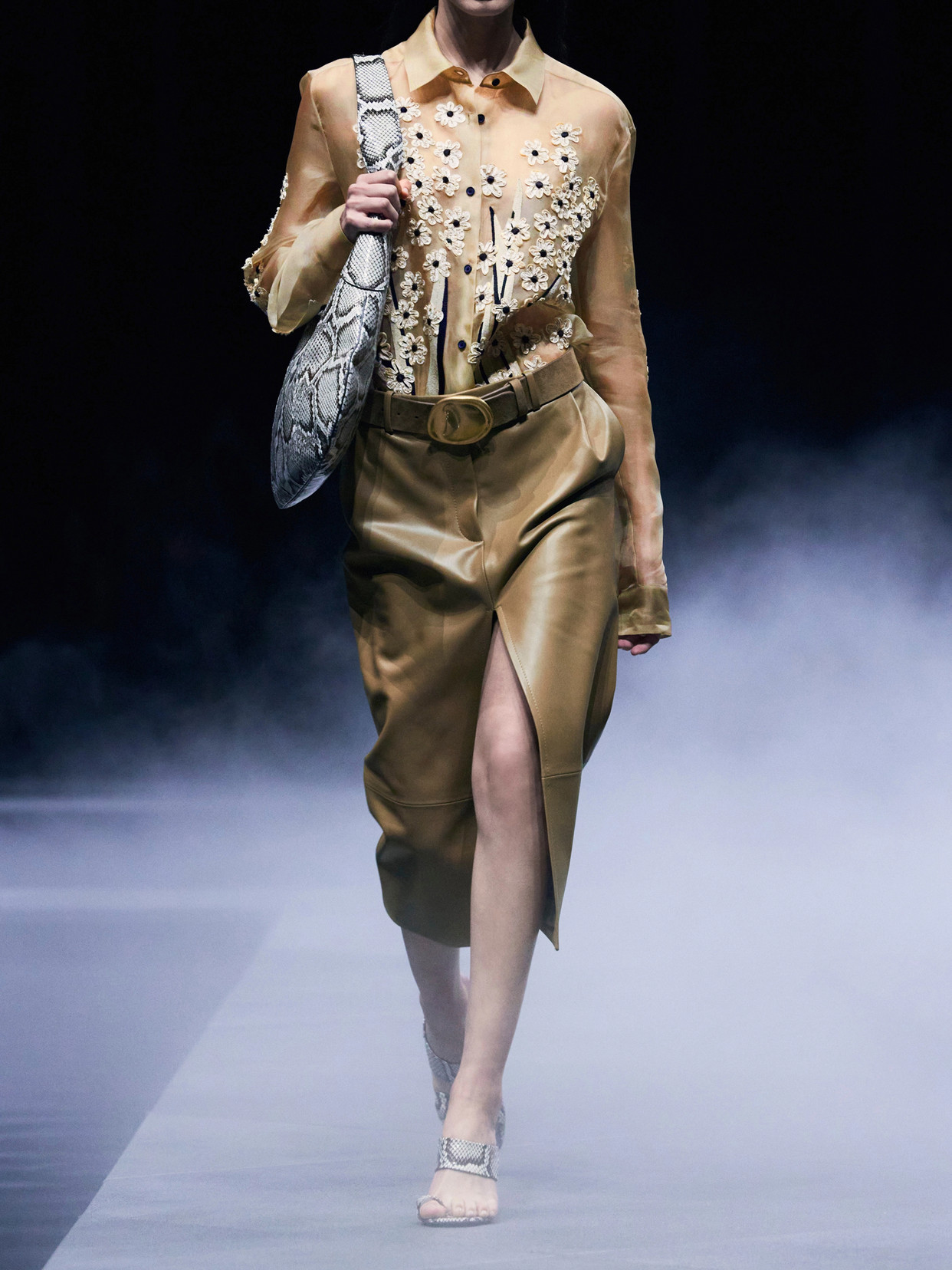 Appliquéd Embroidered Silk-Organza Shirt